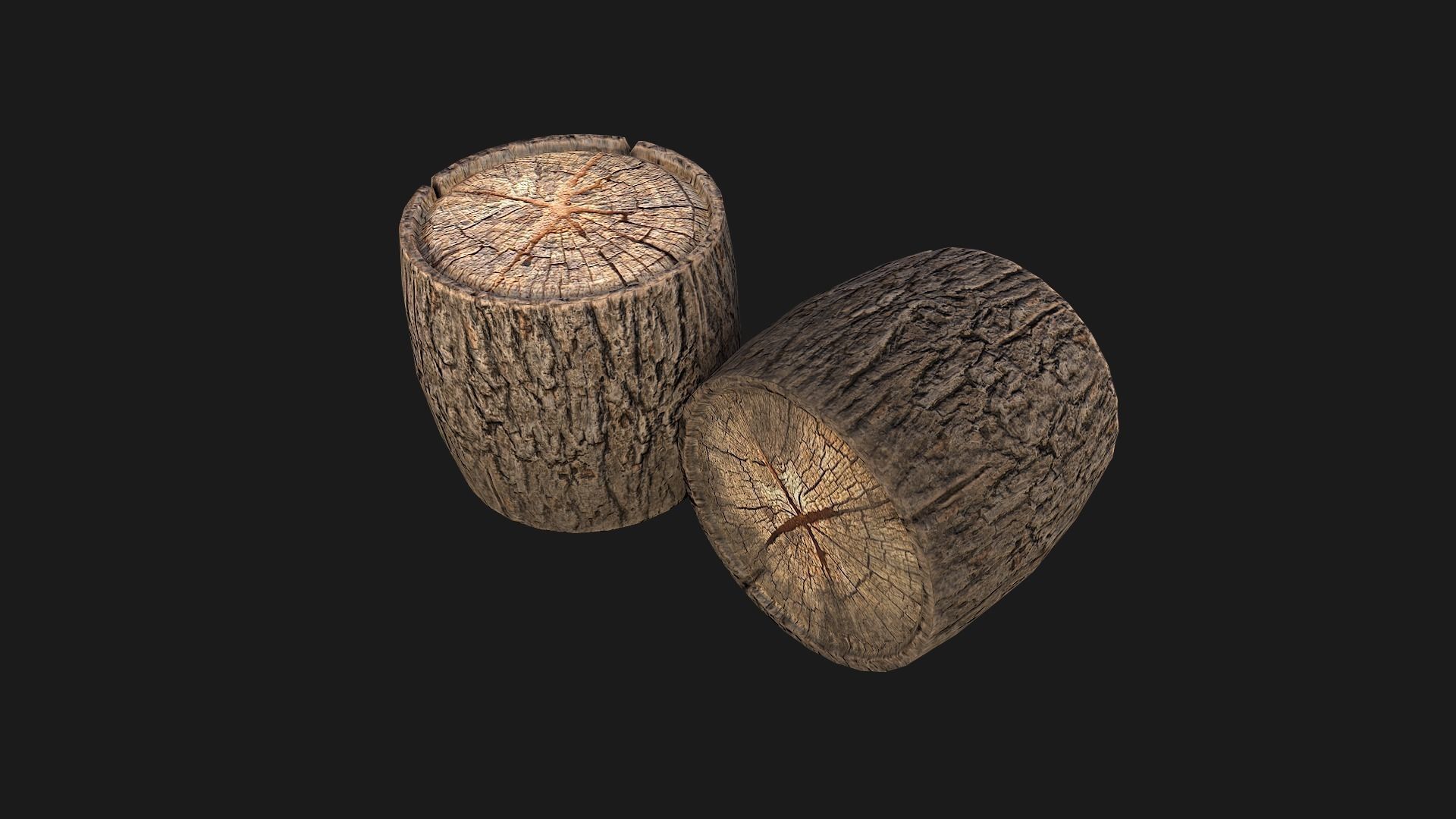 Firewood and Logs Set Low-poly 3D model_28