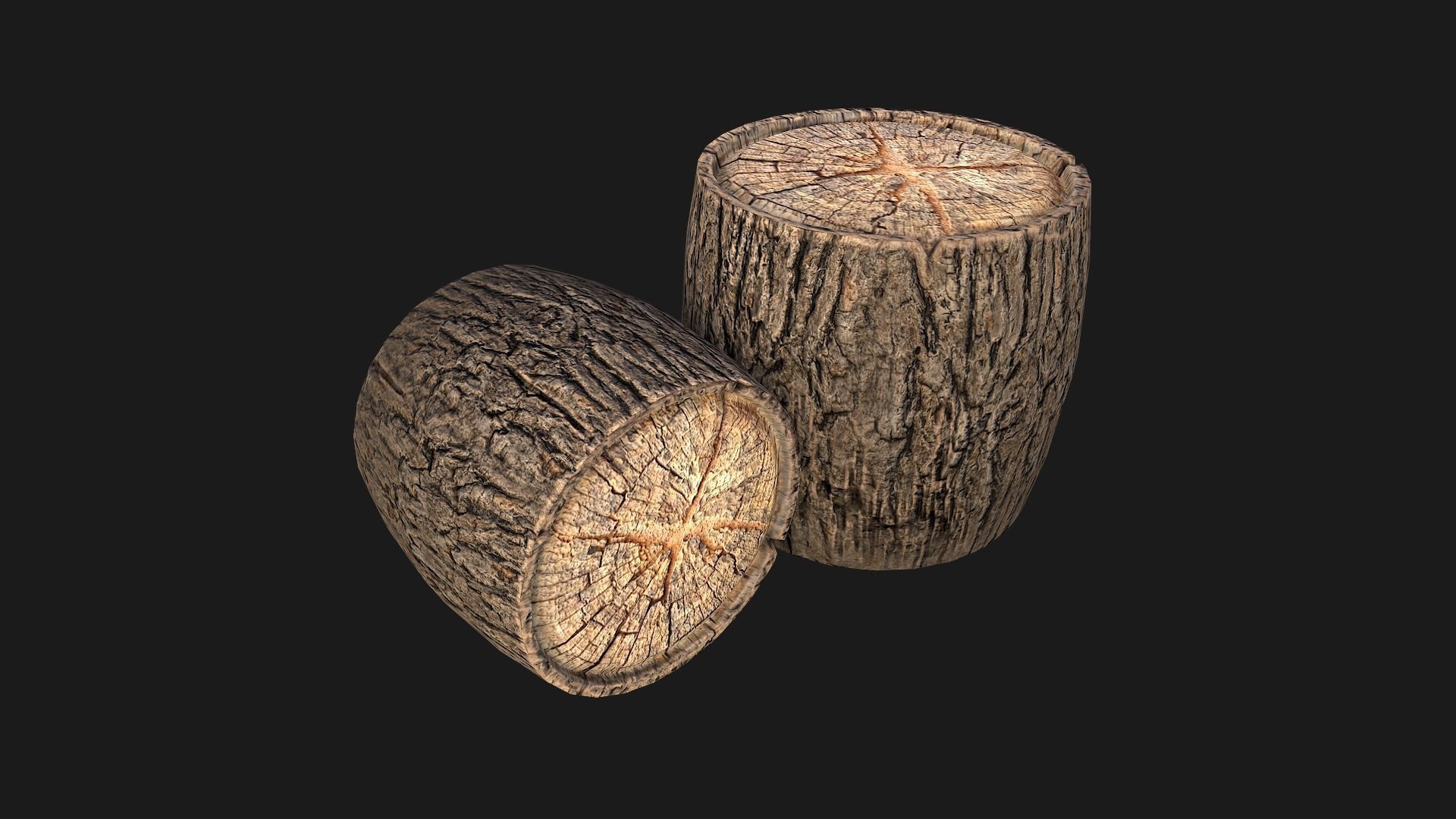 Firewood and Logs Set Low-poly 3D model_29
