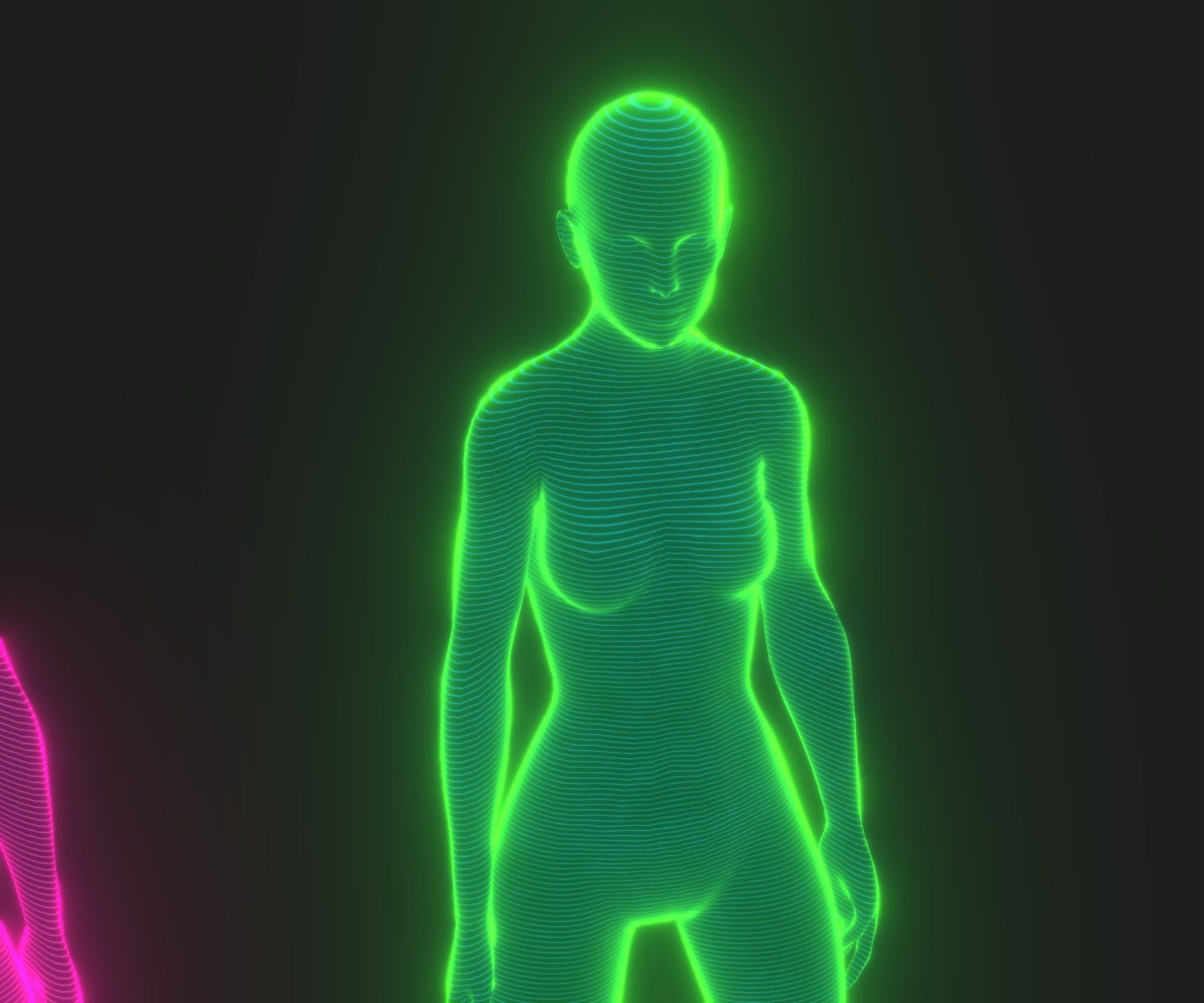 Animated Human Hologram Female 3D Model Low-poly 3D model_8