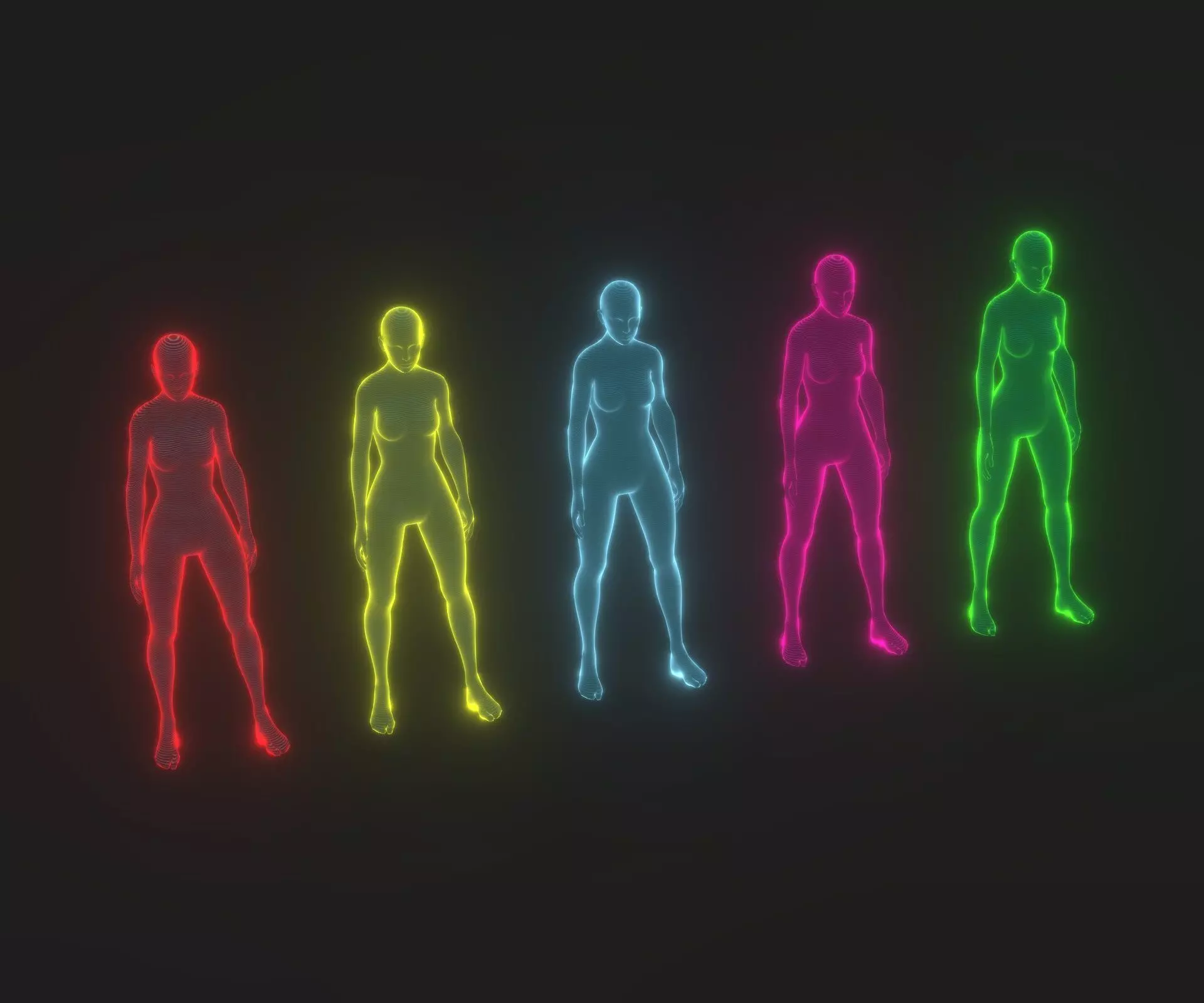 Animated Human Hologram Female 3D Model Low-poly 3D model_0