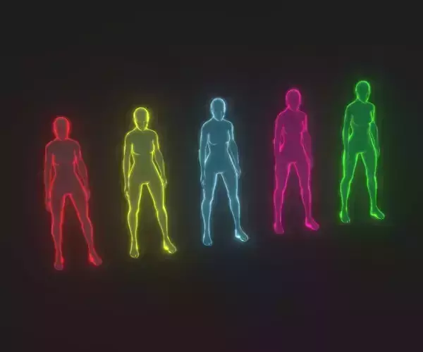 Animated Human Hologram Female 3D Model Low-poly 3D model
