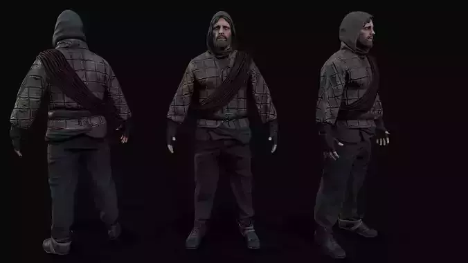 Survivor character Low-poly 3D model