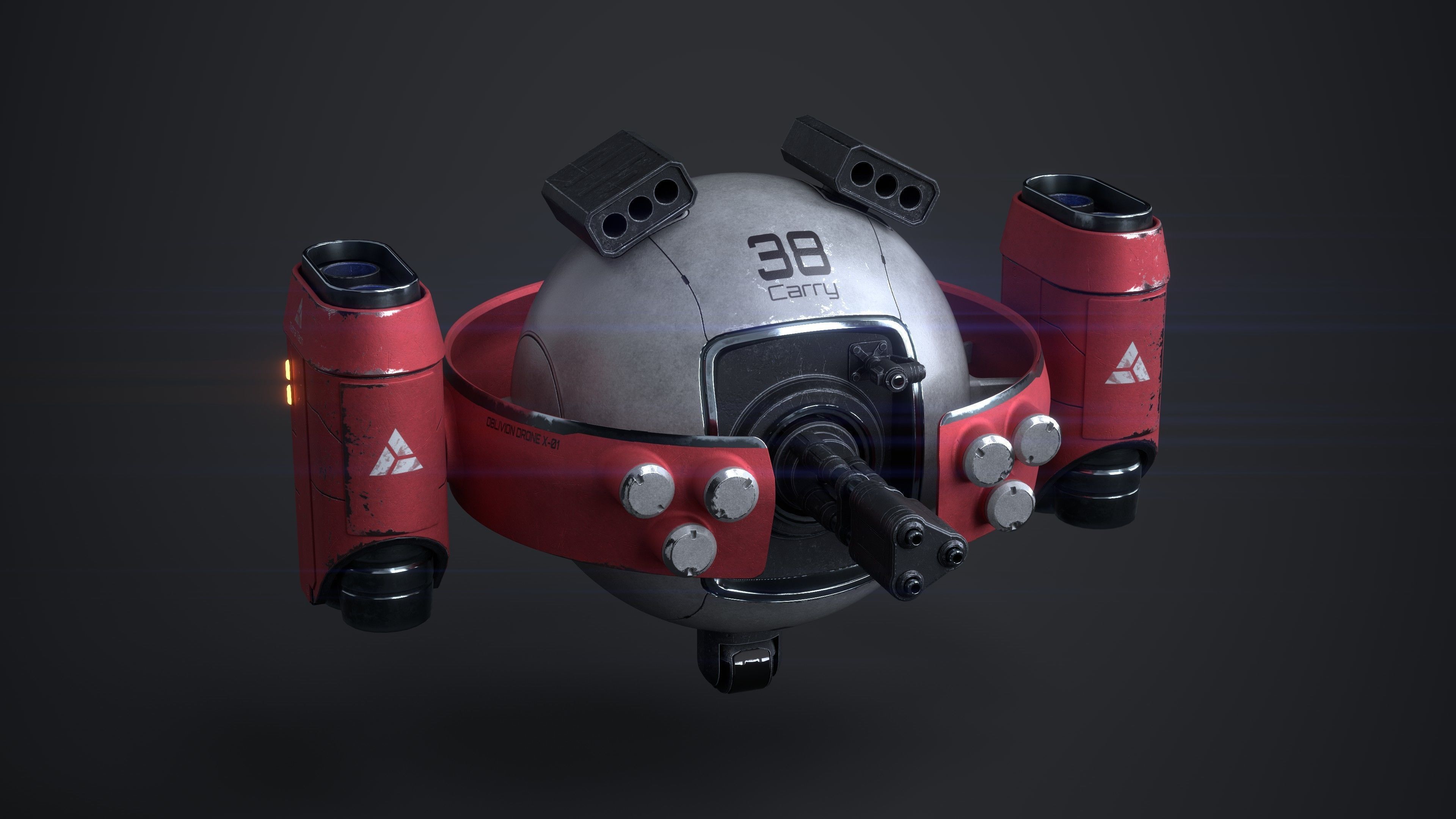 OBLIVION Sphere Drone 10 texture sets Low-poly 3D model_27