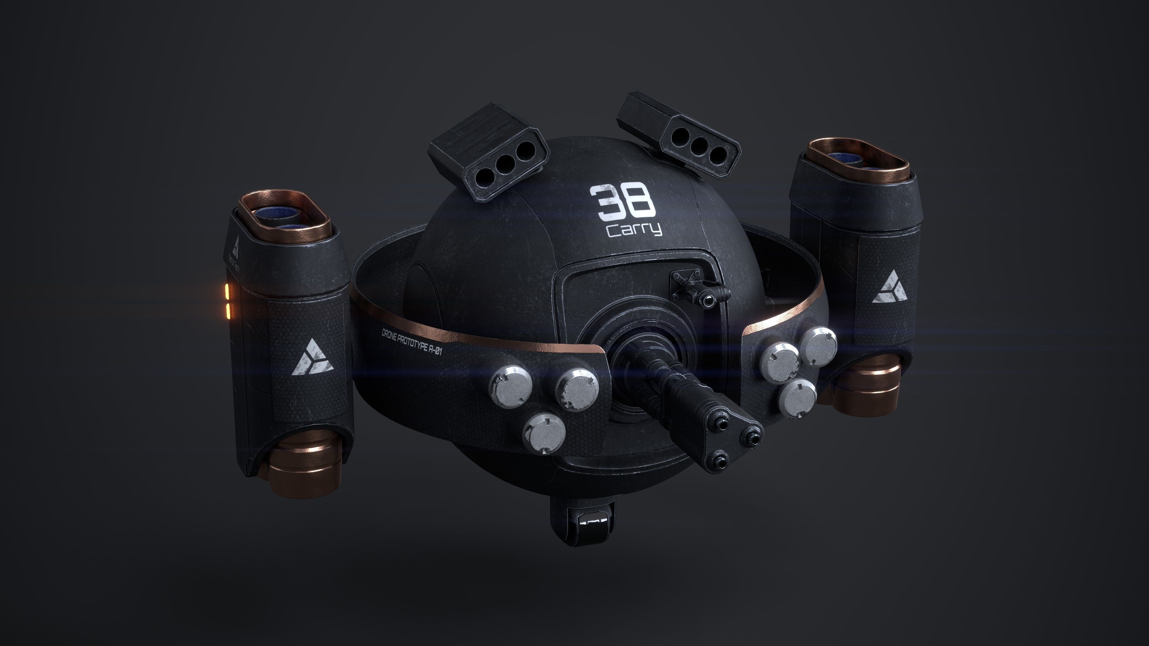 OBLIVION Sphere Drone 10 texture sets Low-poly 3D model_15