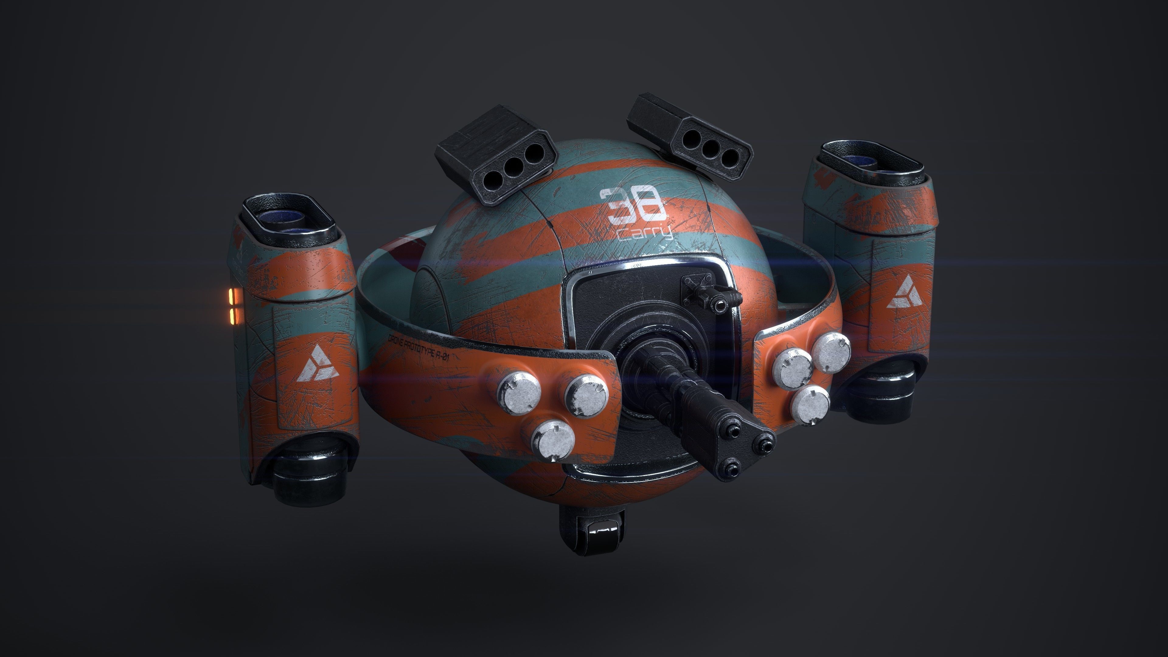 OBLIVION Sphere Drone 10 texture sets Low-poly 3D model_25