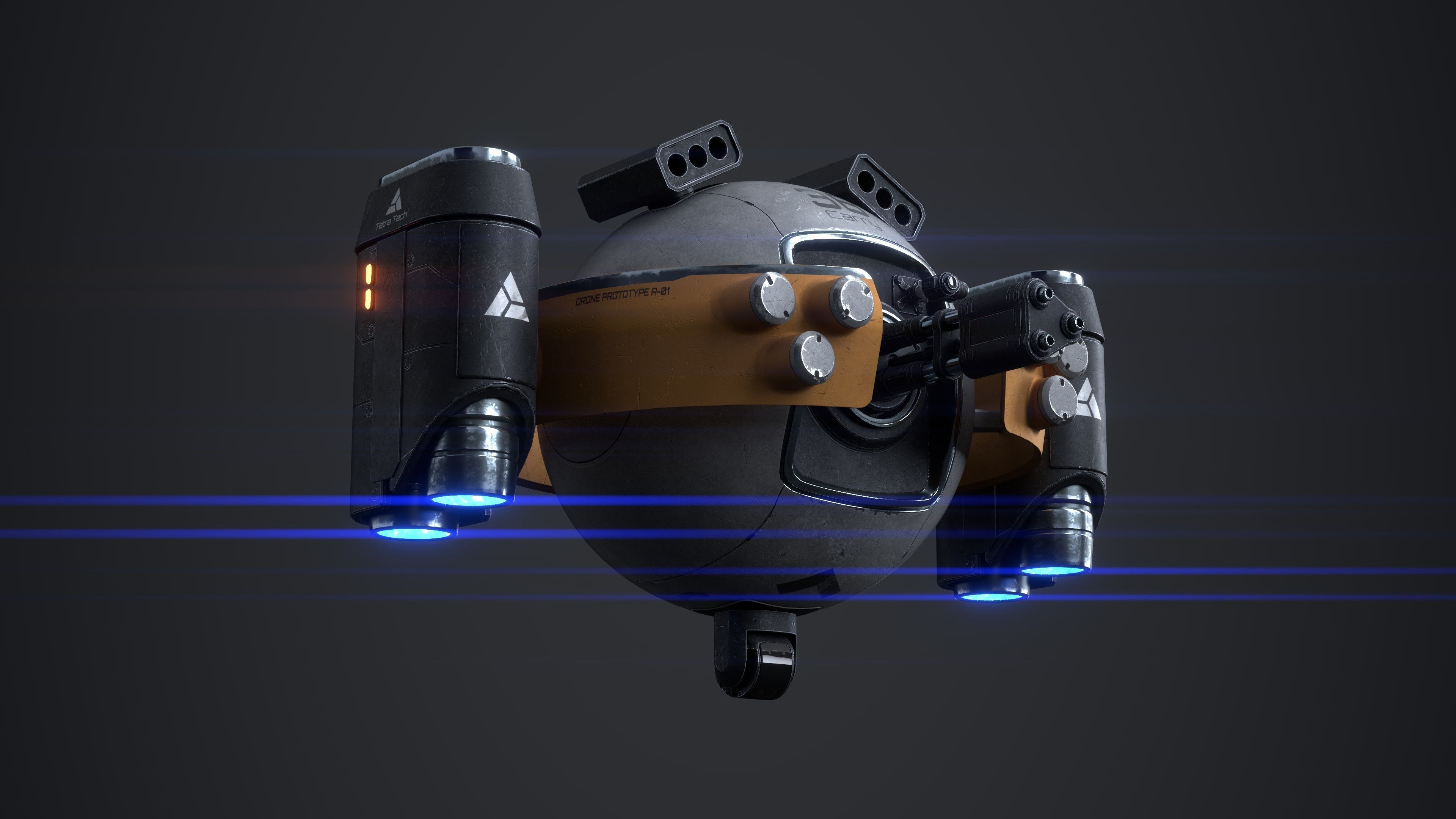 OBLIVION Sphere Drone 10 texture sets Low-poly 3D model_9