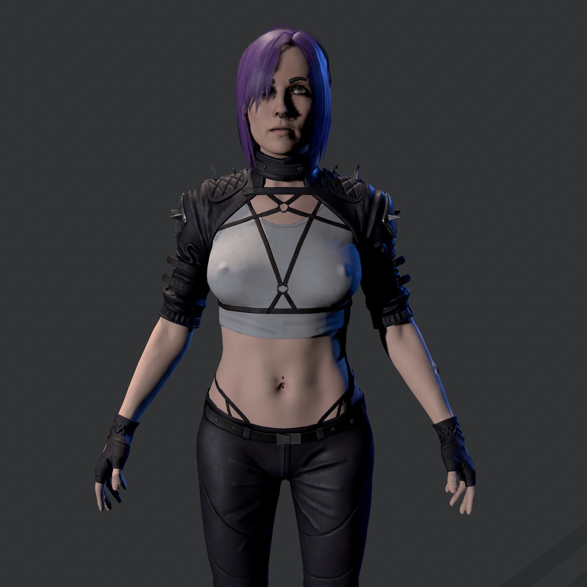 Cyberpunk Girl Low-poly 3D model_1