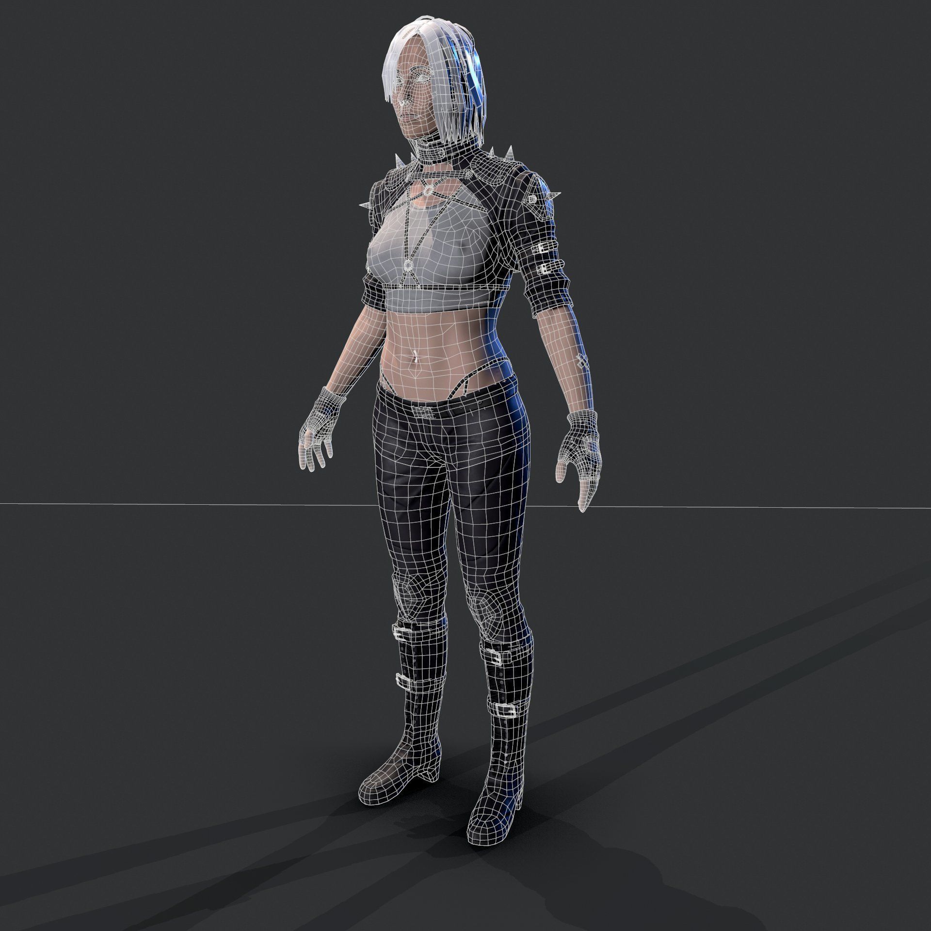 Cyberpunk Girl Low-poly 3D model_13
