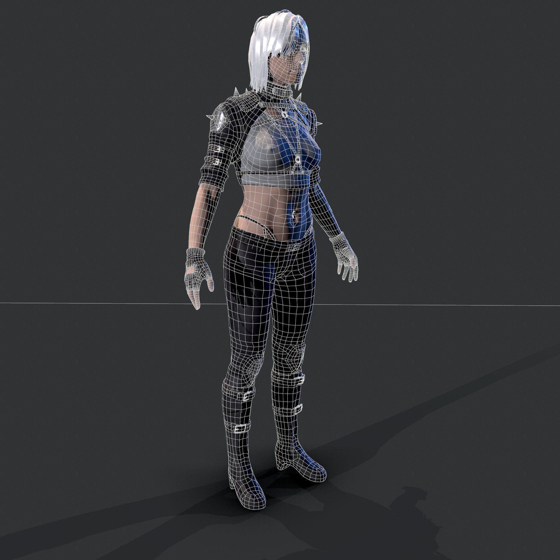 Cyberpunk Girl Low-poly 3D model_9