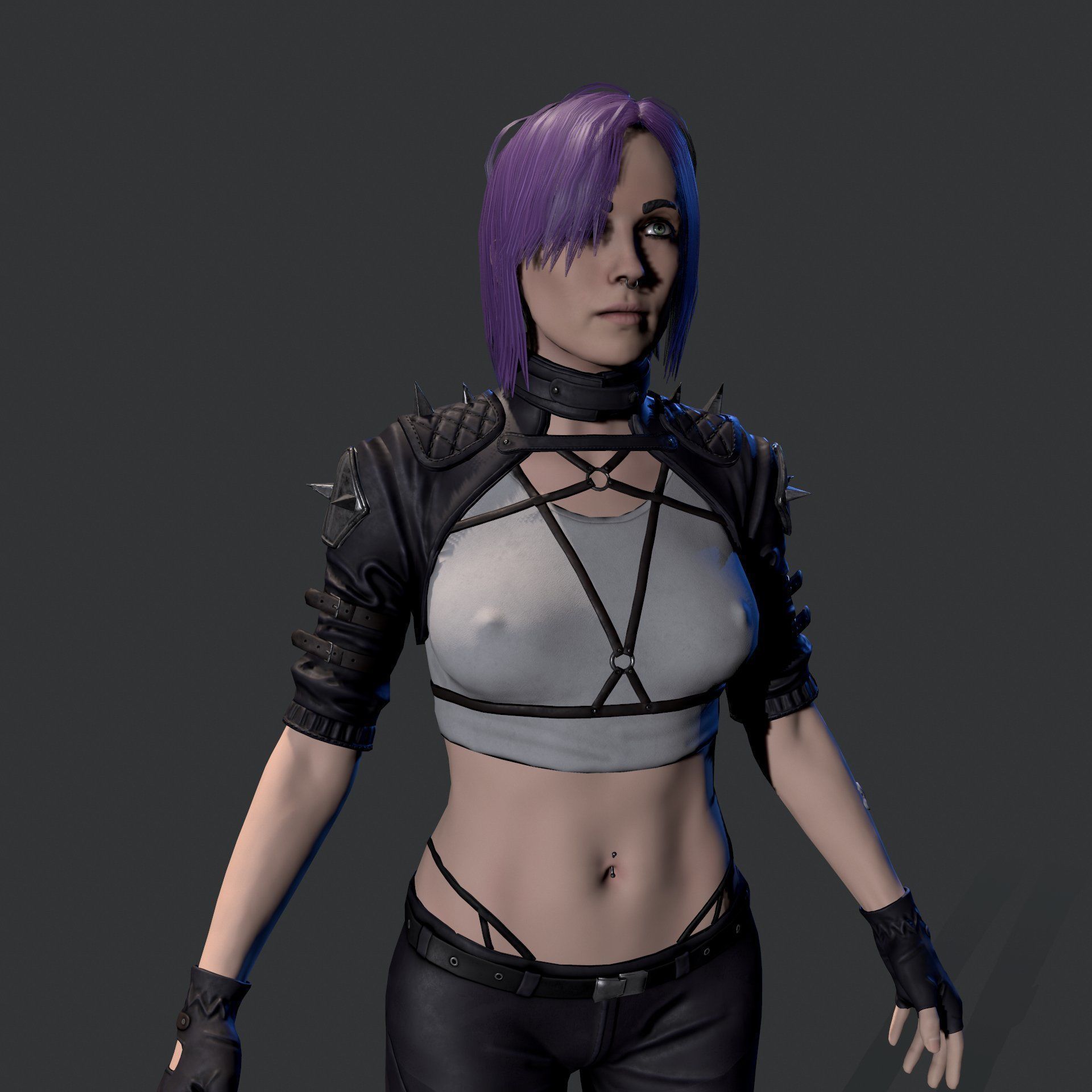 Cyberpunk Girl Low-poly 3D model_14