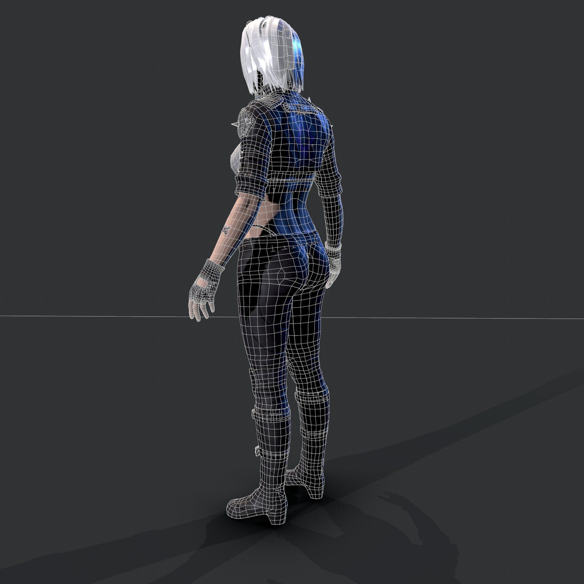 Cyberpunk Girl Low-poly 3D model_12