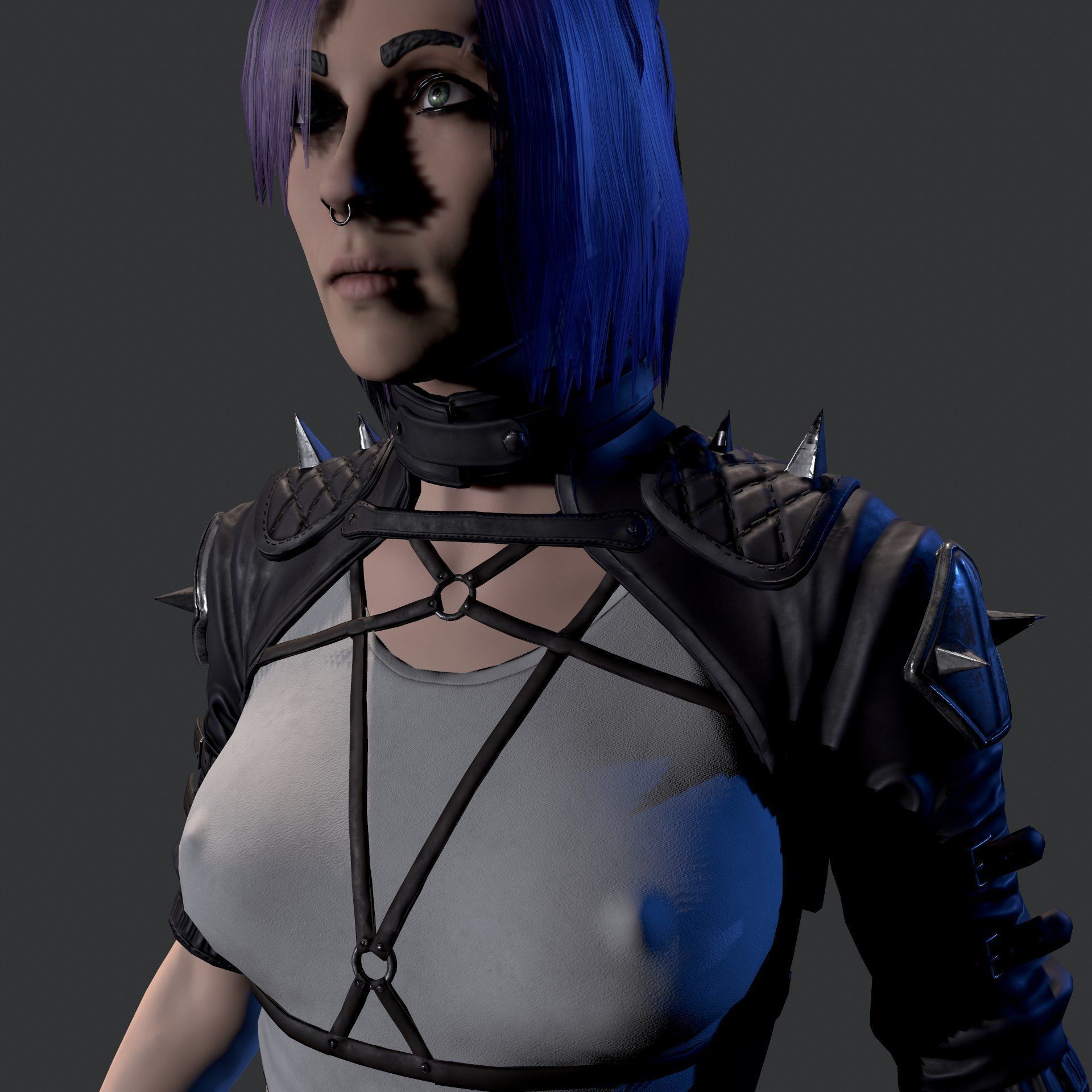Cyberpunk Girl Low-poly 3D model_19