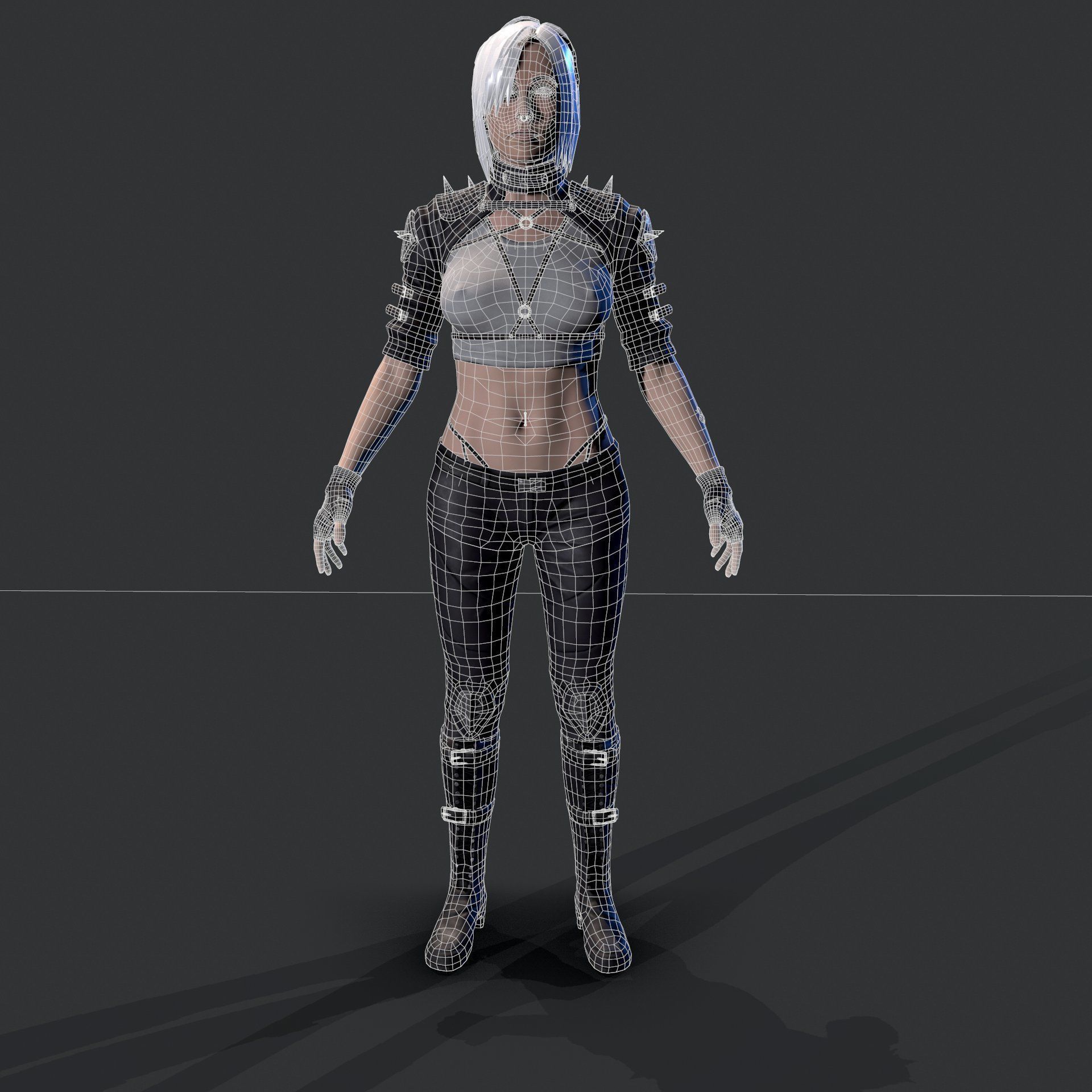 Cyberpunk Girl Low-poly 3D model_8