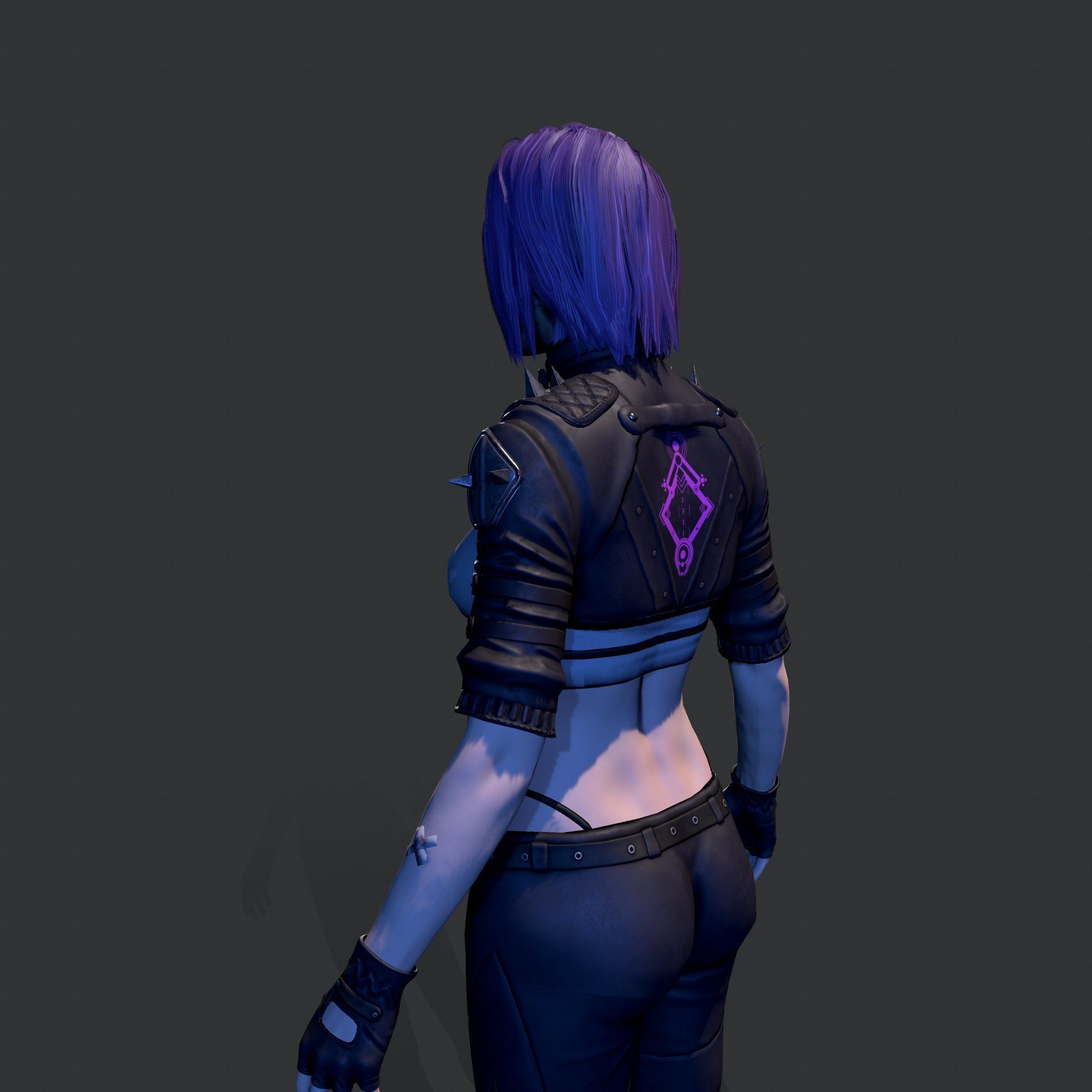 Cyberpunk Girl Low-poly 3D model_15