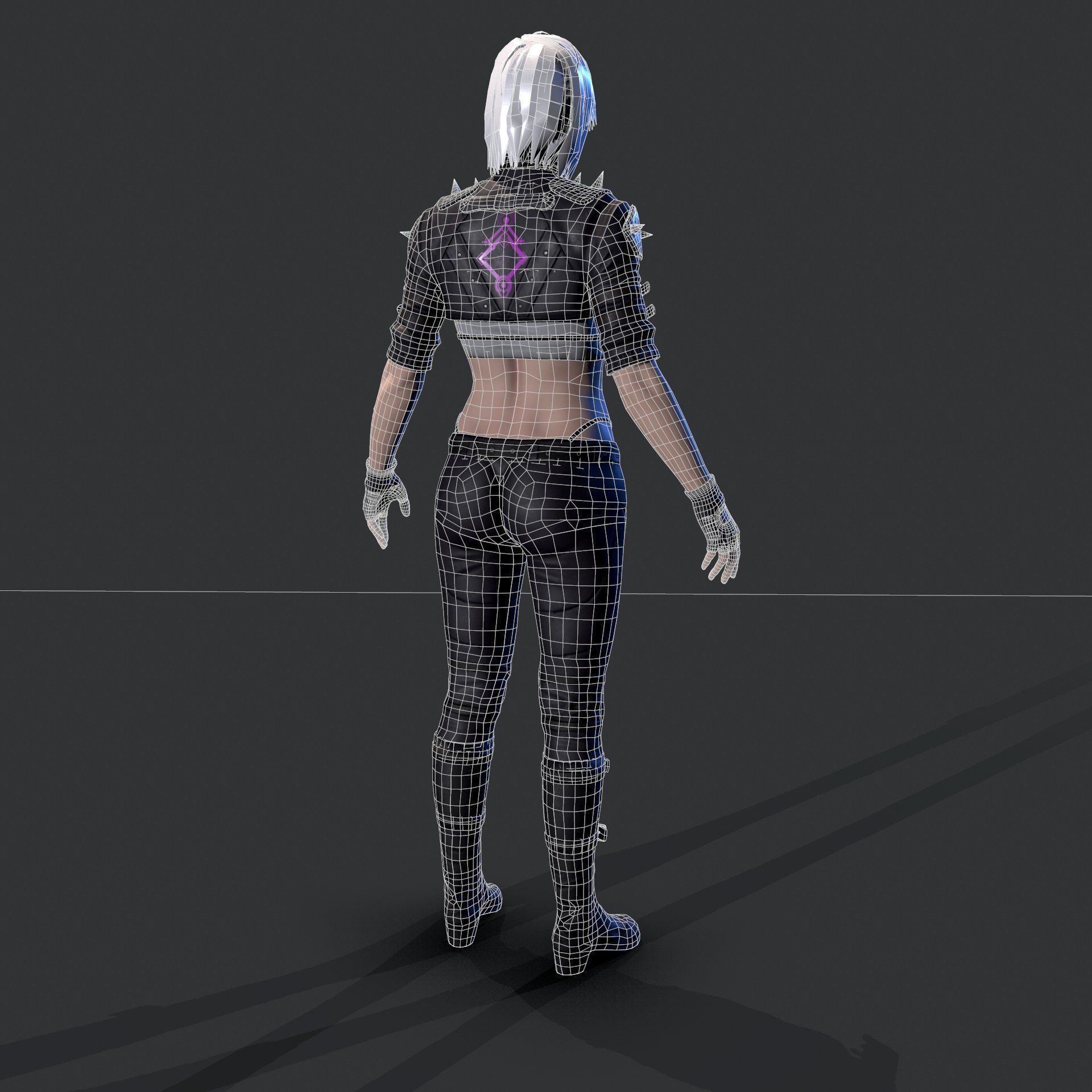 Cyberpunk Girl Low-poly 3D model_11