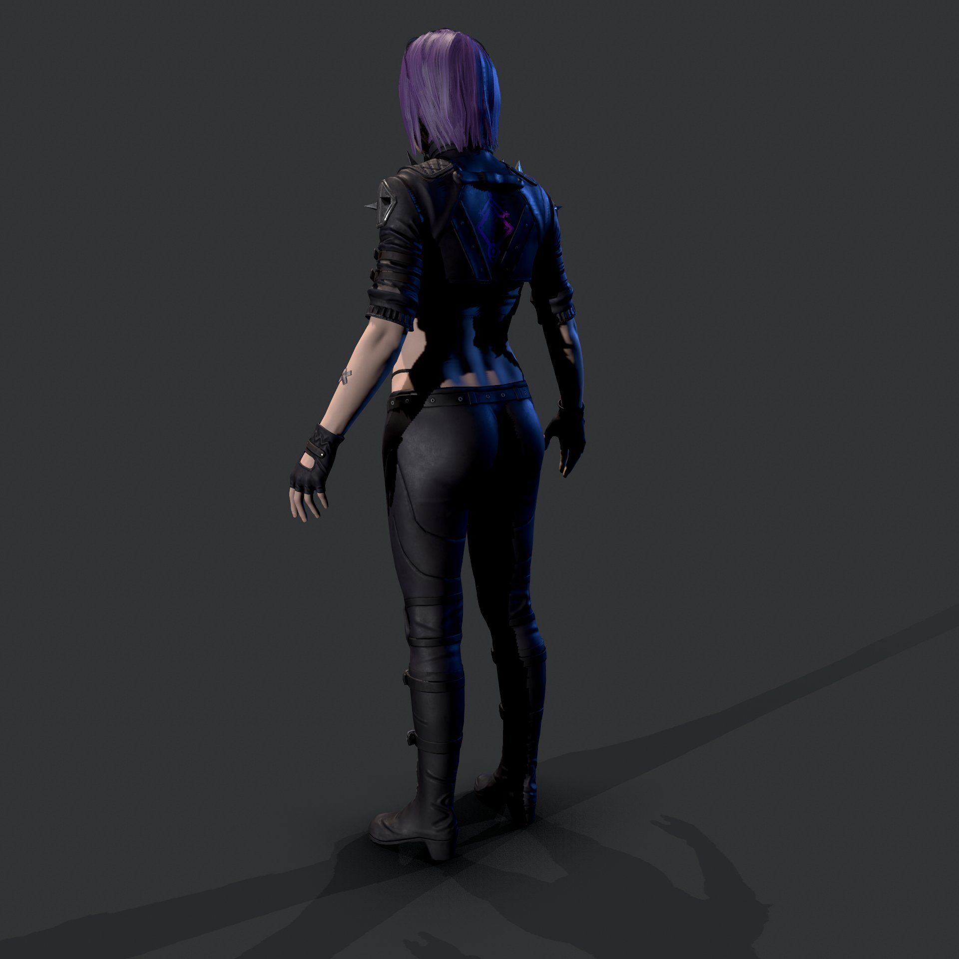 Cyberpunk Girl Low-poly 3D model_6