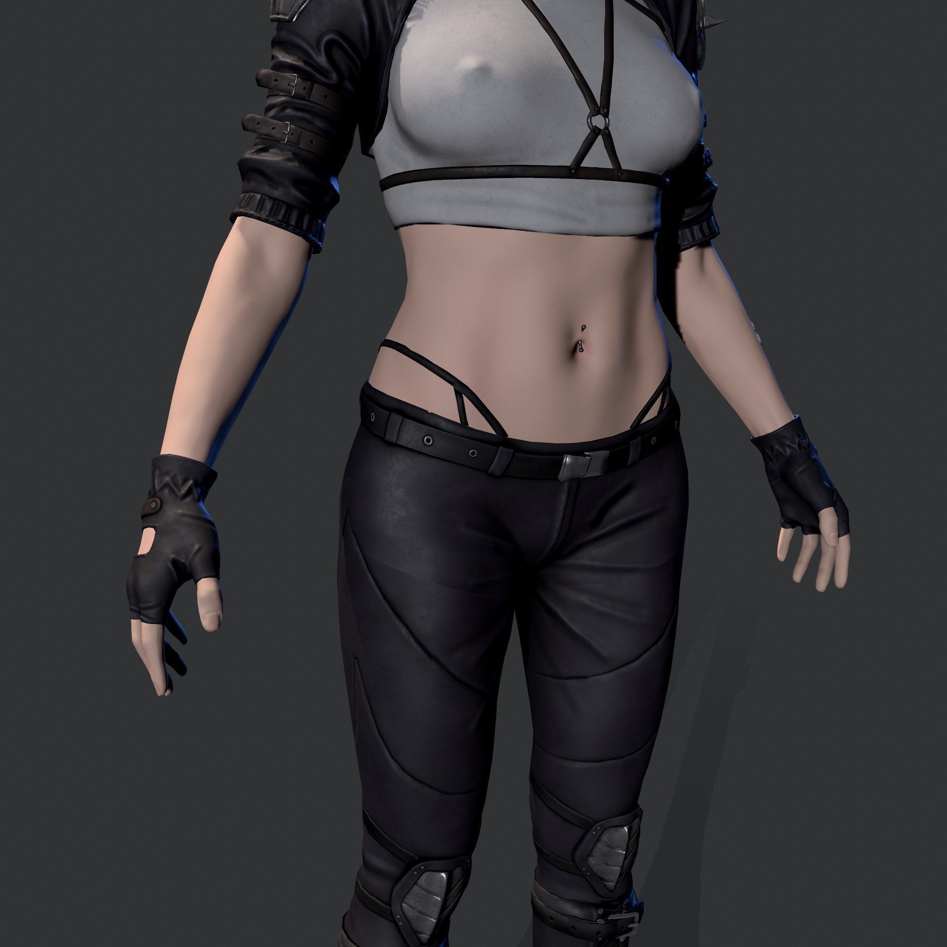 Cyberpunk Girl Low-poly 3D model_18