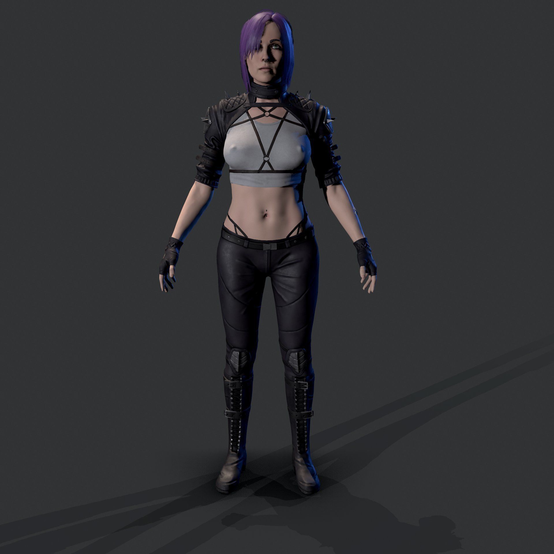 Cyberpunk Girl Low-poly 3D model_2