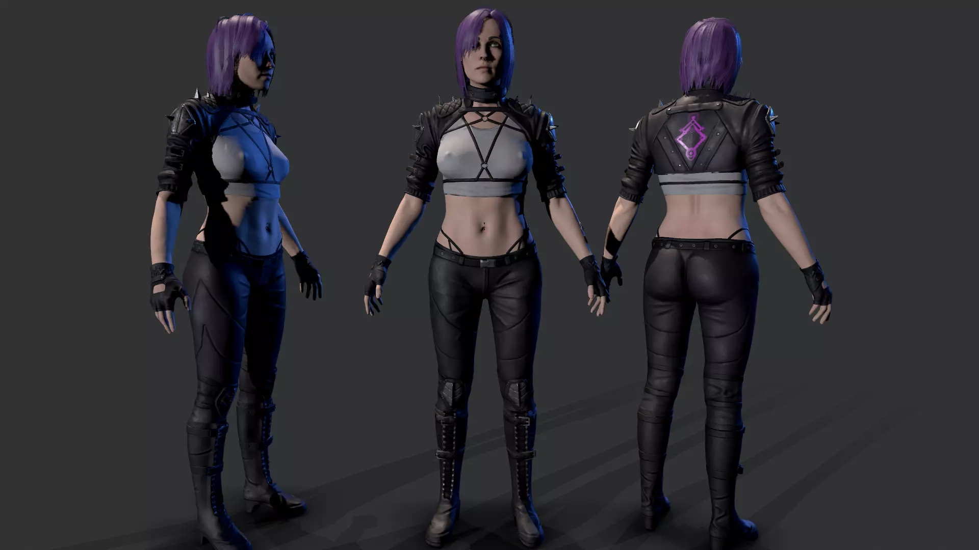 Cyberpunk Girl Low-poly 3D model_0