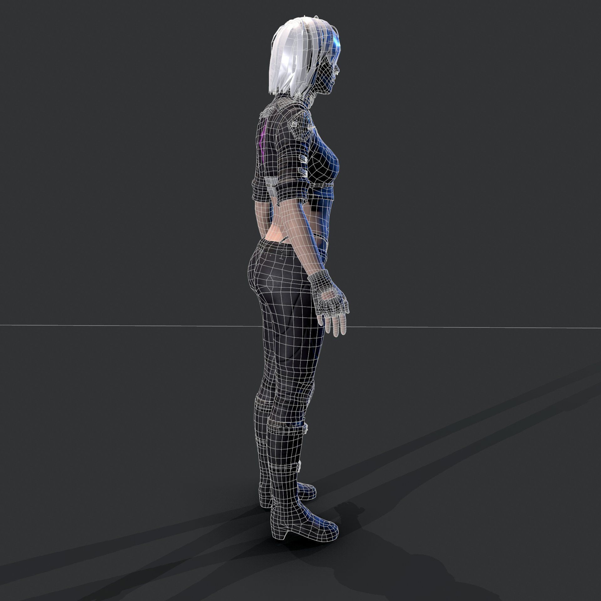 Cyberpunk Girl Low-poly 3D model_10
