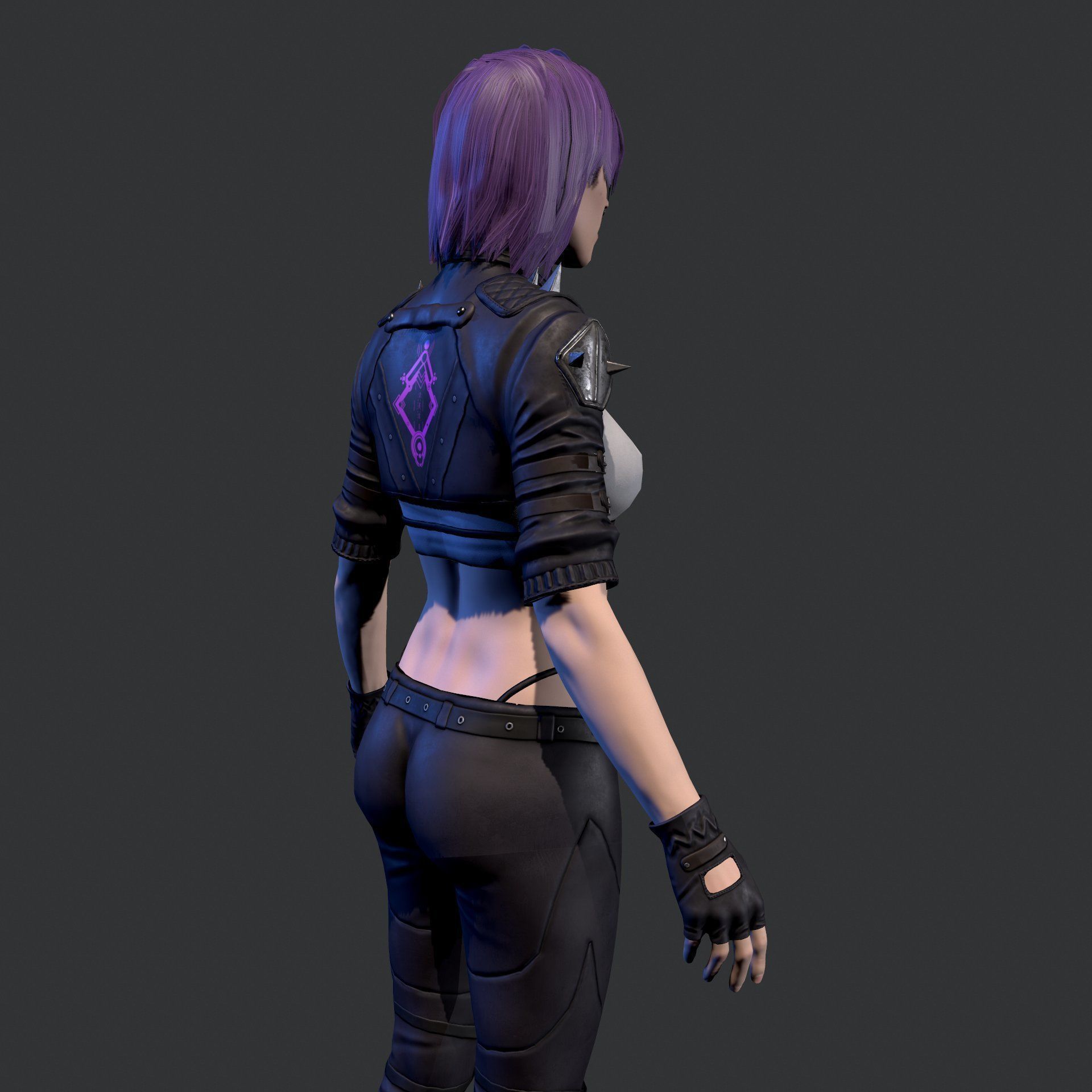 Cyberpunk Girl Low-poly 3D model_16