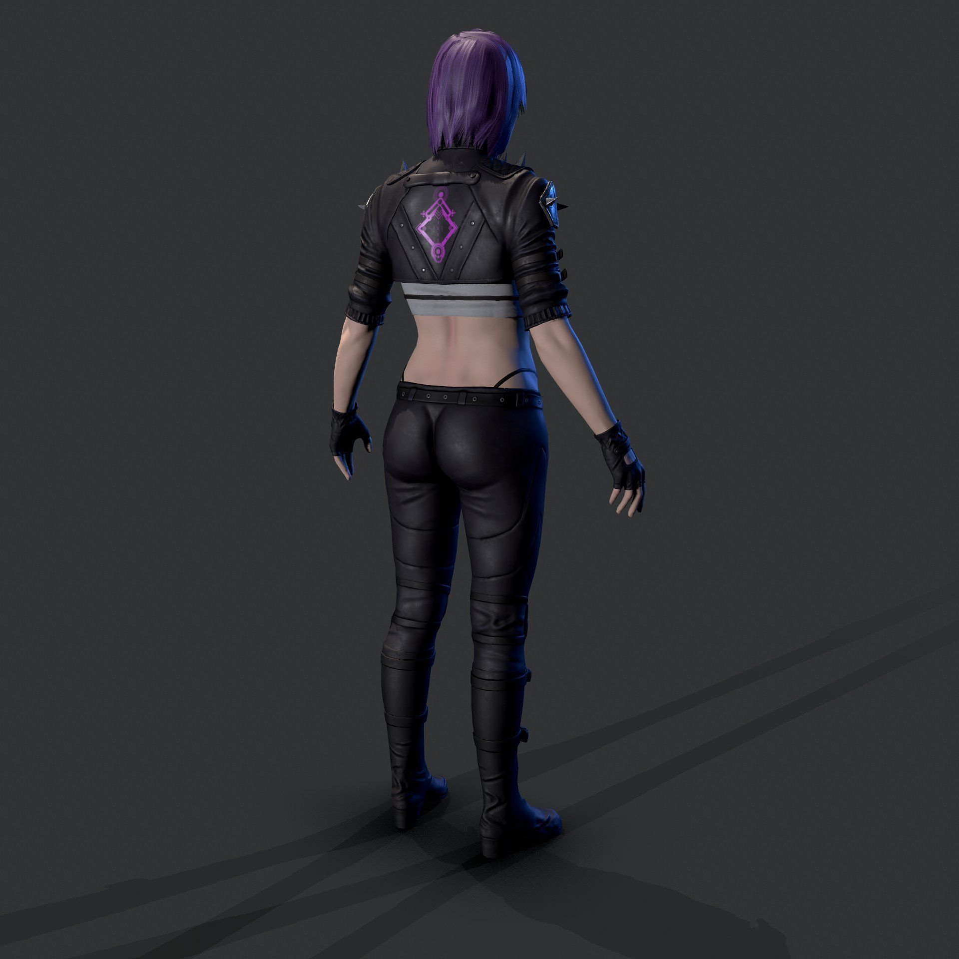 Cyberpunk Girl Low-poly 3D model_5
