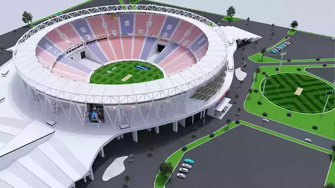 Cricket Stadium Low-poly 3D model