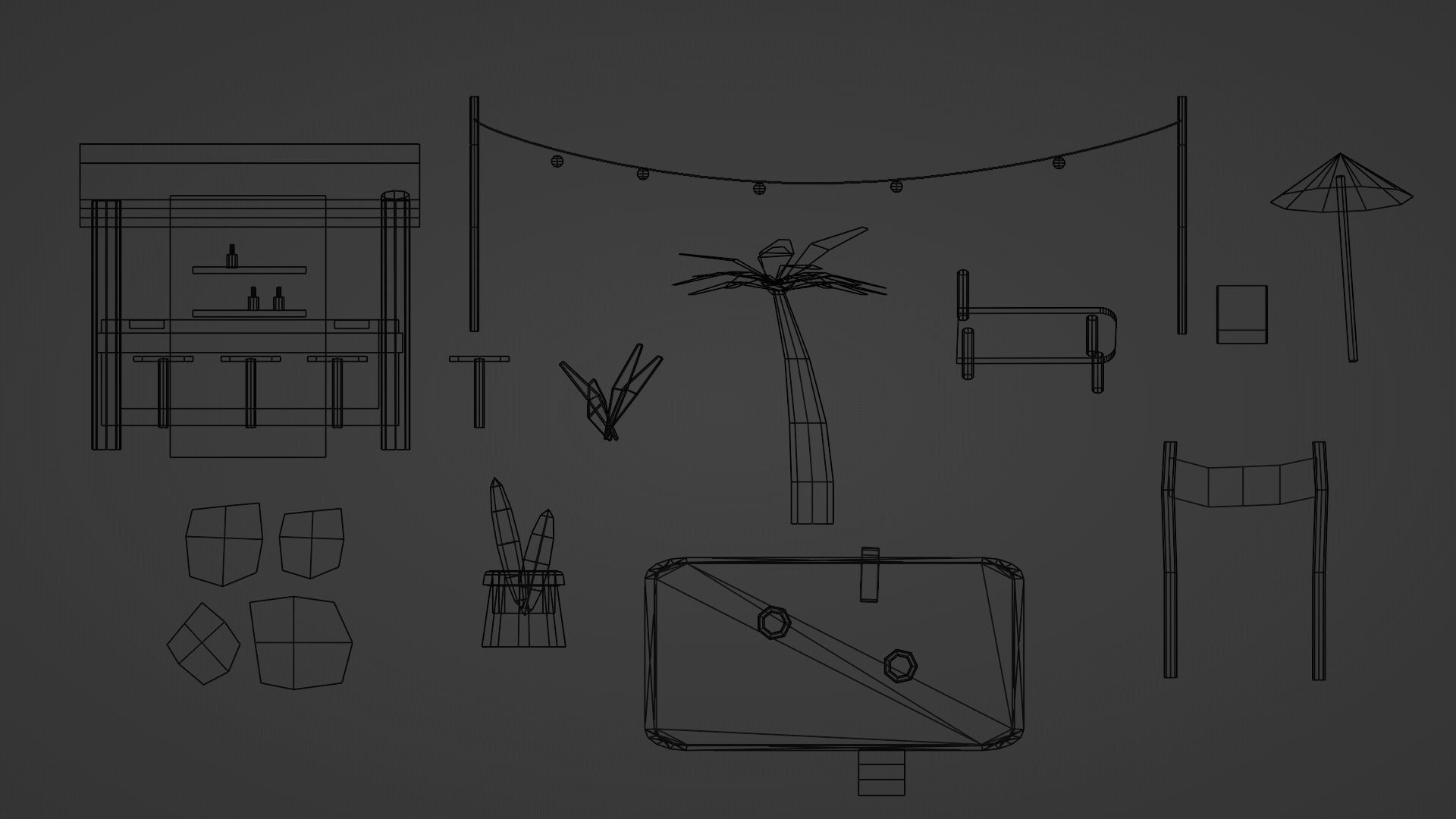 Summer Pool Pack Low-poly 3D model_1