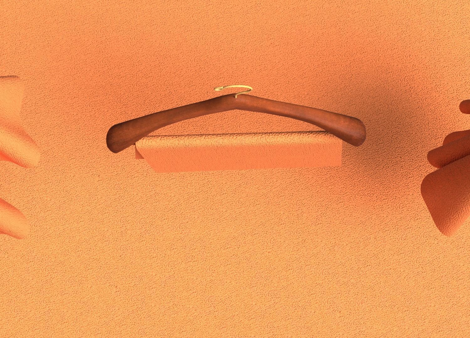 Leather orange paper on wooden hanger 3D model_3