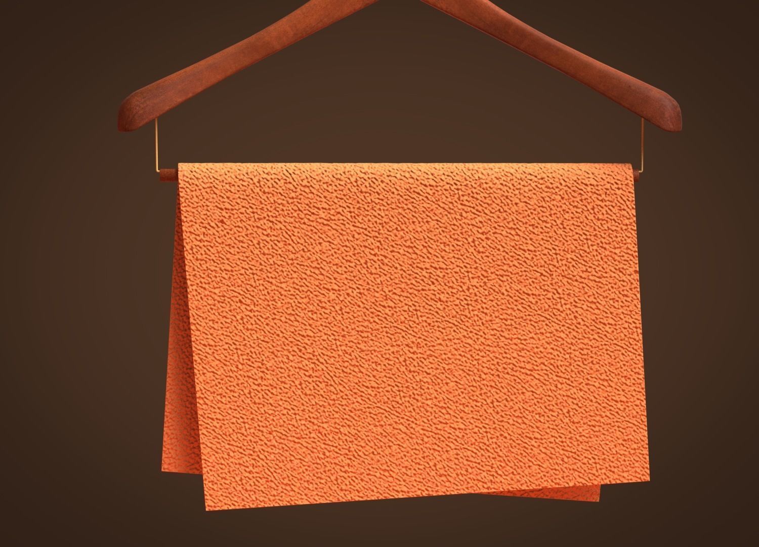 Leather orange paper on wooden hanger 3D model_2