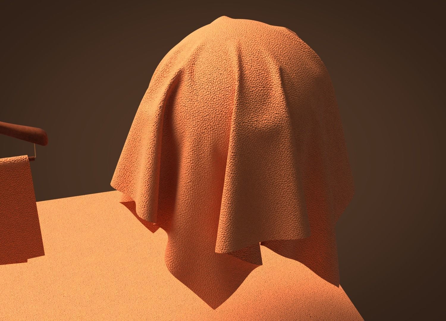 Leather orange paper on wooden hanger 3D model_4