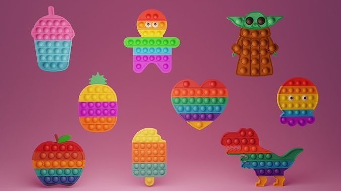 Pop It Push Bubble Fidget Toys Pack  Low-poly 3D model