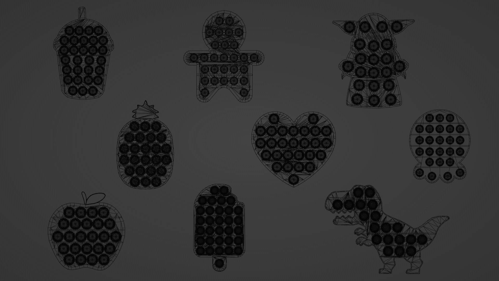 Pop It Push Bubble Fidget Toys Pack  Low-poly 3D model_1