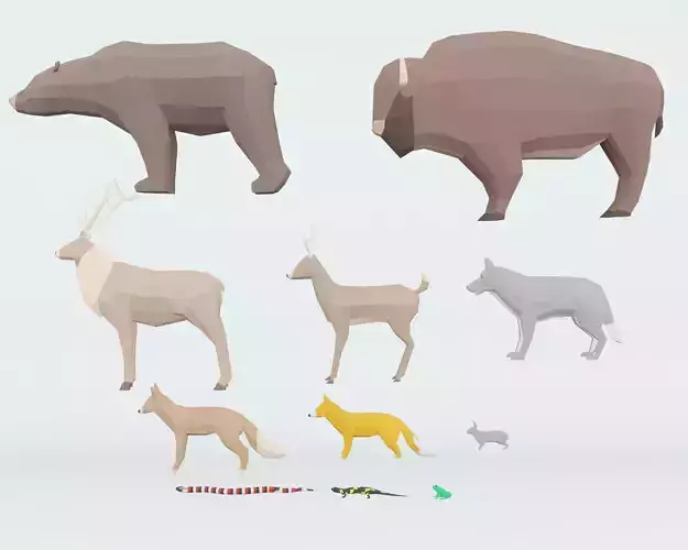 Low poly wild animals  Low-poly 3D model