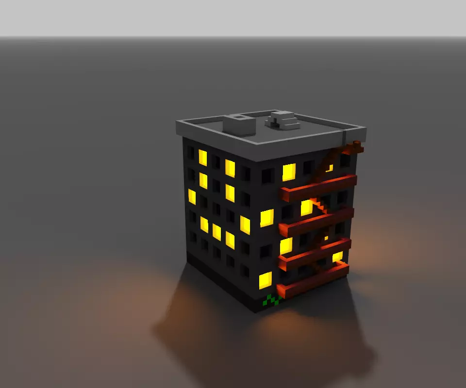 Office City Building Low-poly 3D model_0