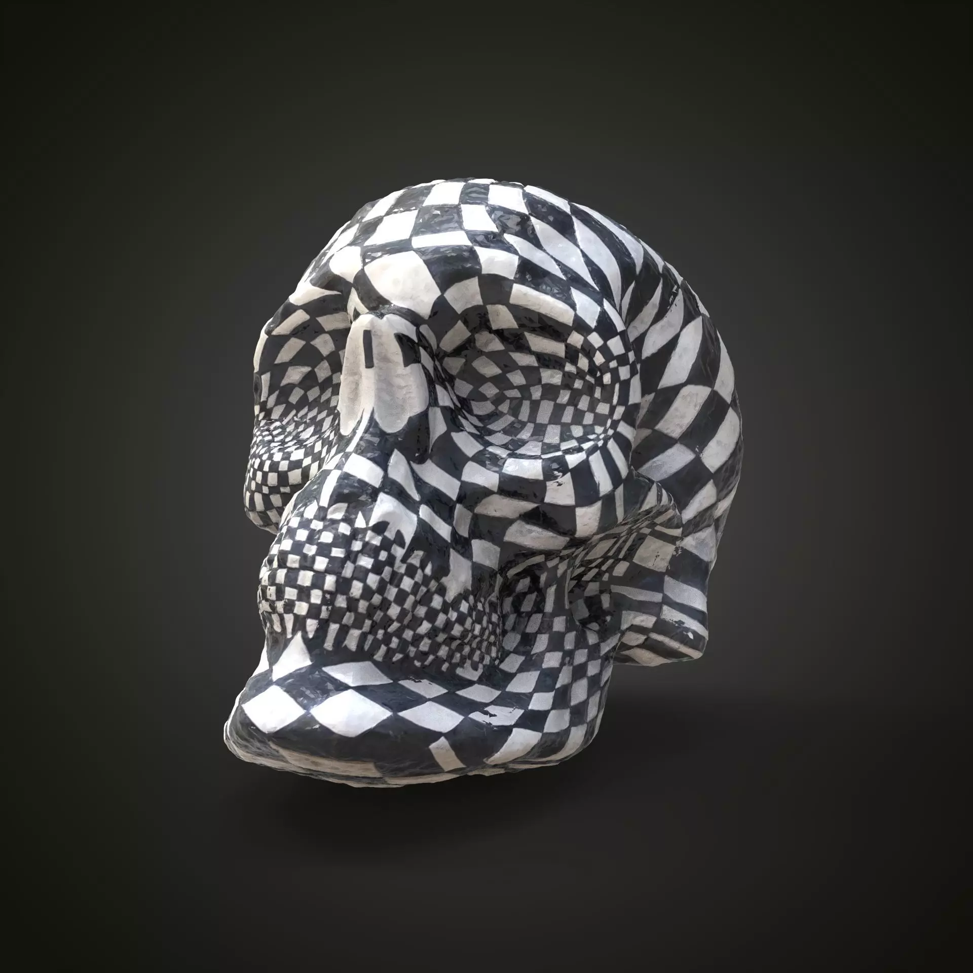 Chess skull Low-poly 3D model_0