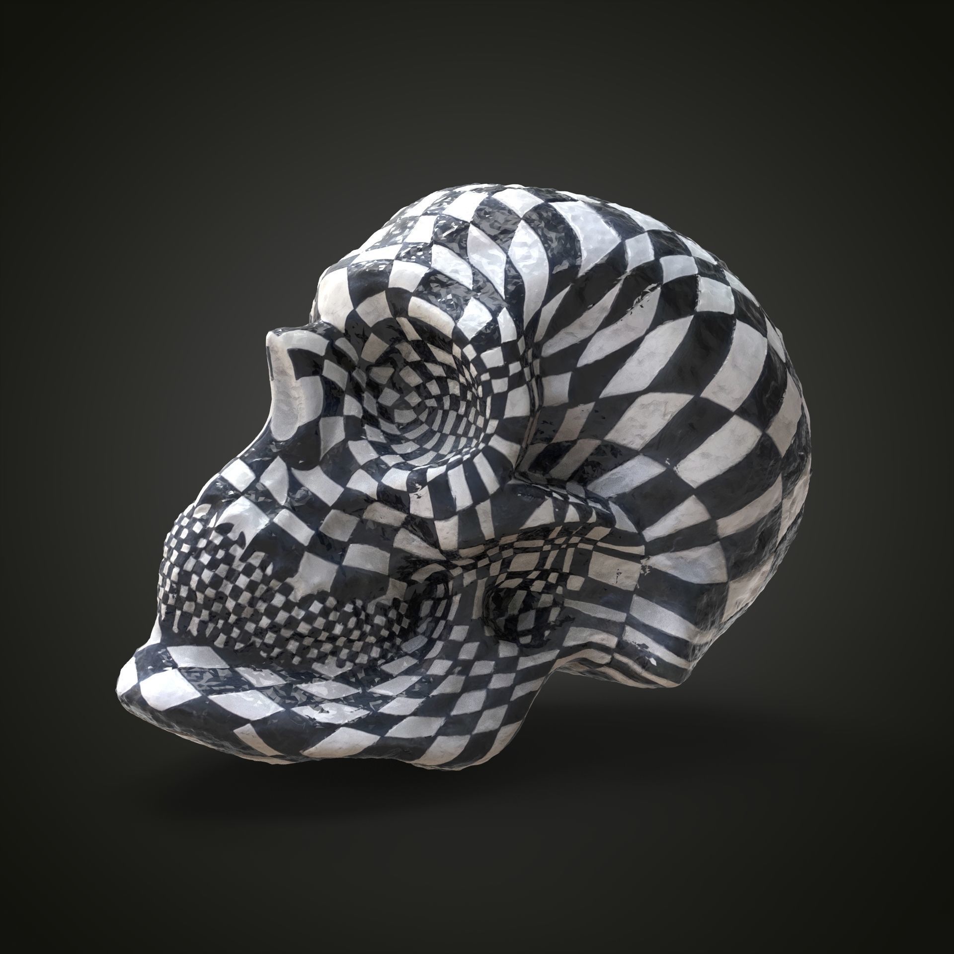 Chess skull Low-poly 3D model_13