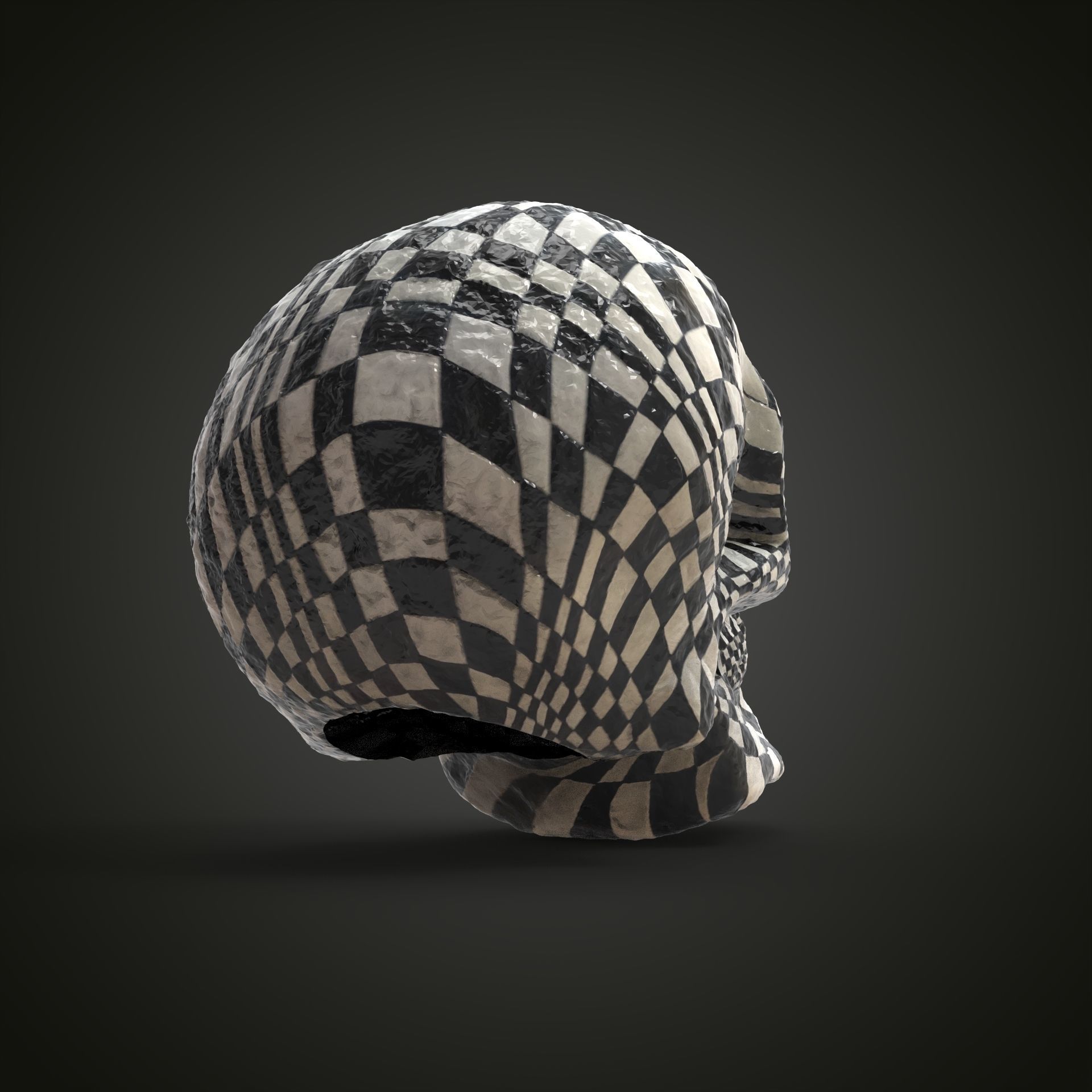 Chess skull Low-poly 3D model_5