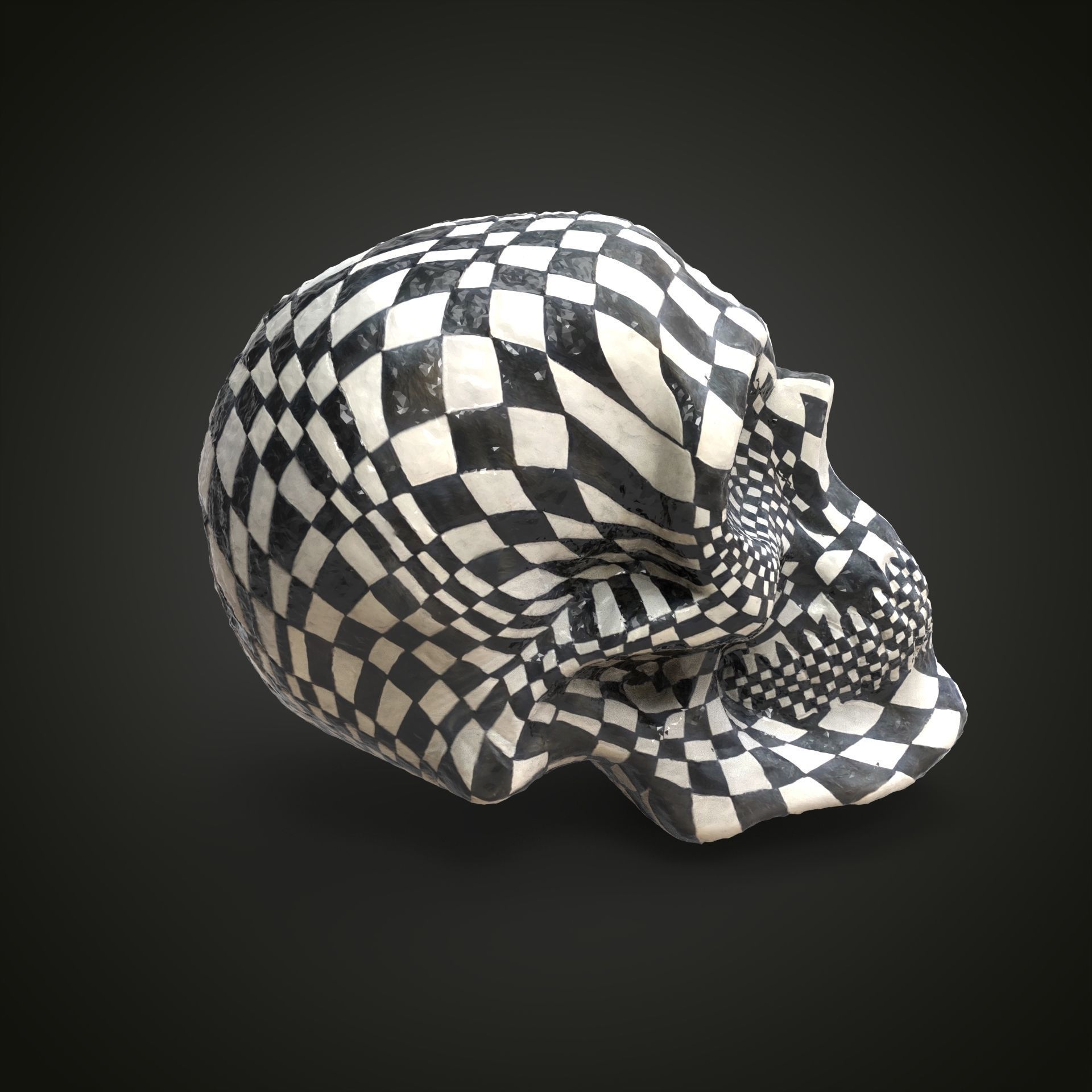 Chess skull Low-poly 3D model_7