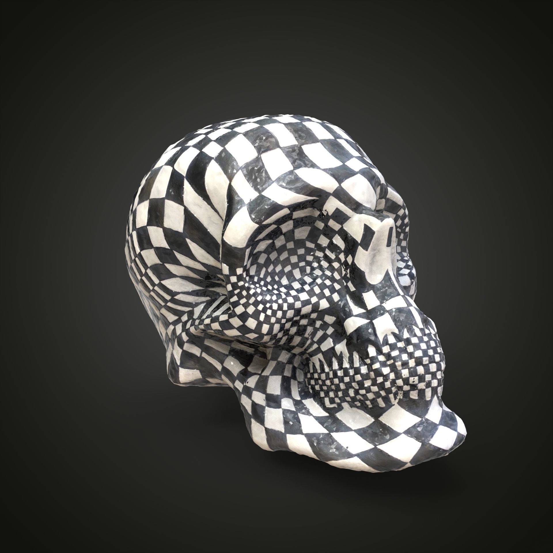 Chess skull Low-poly 3D model_2