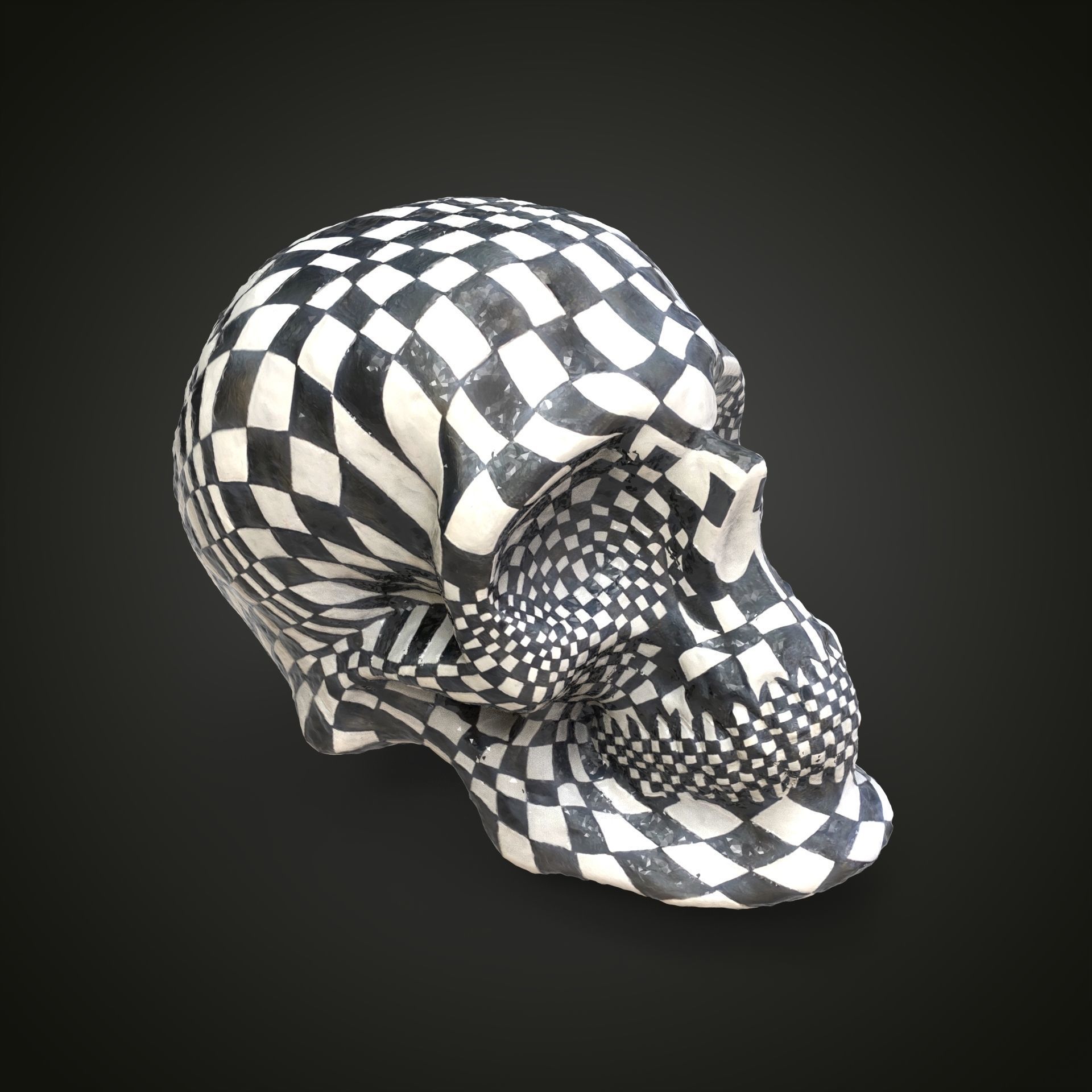 Chess skull Low-poly 3D model_8