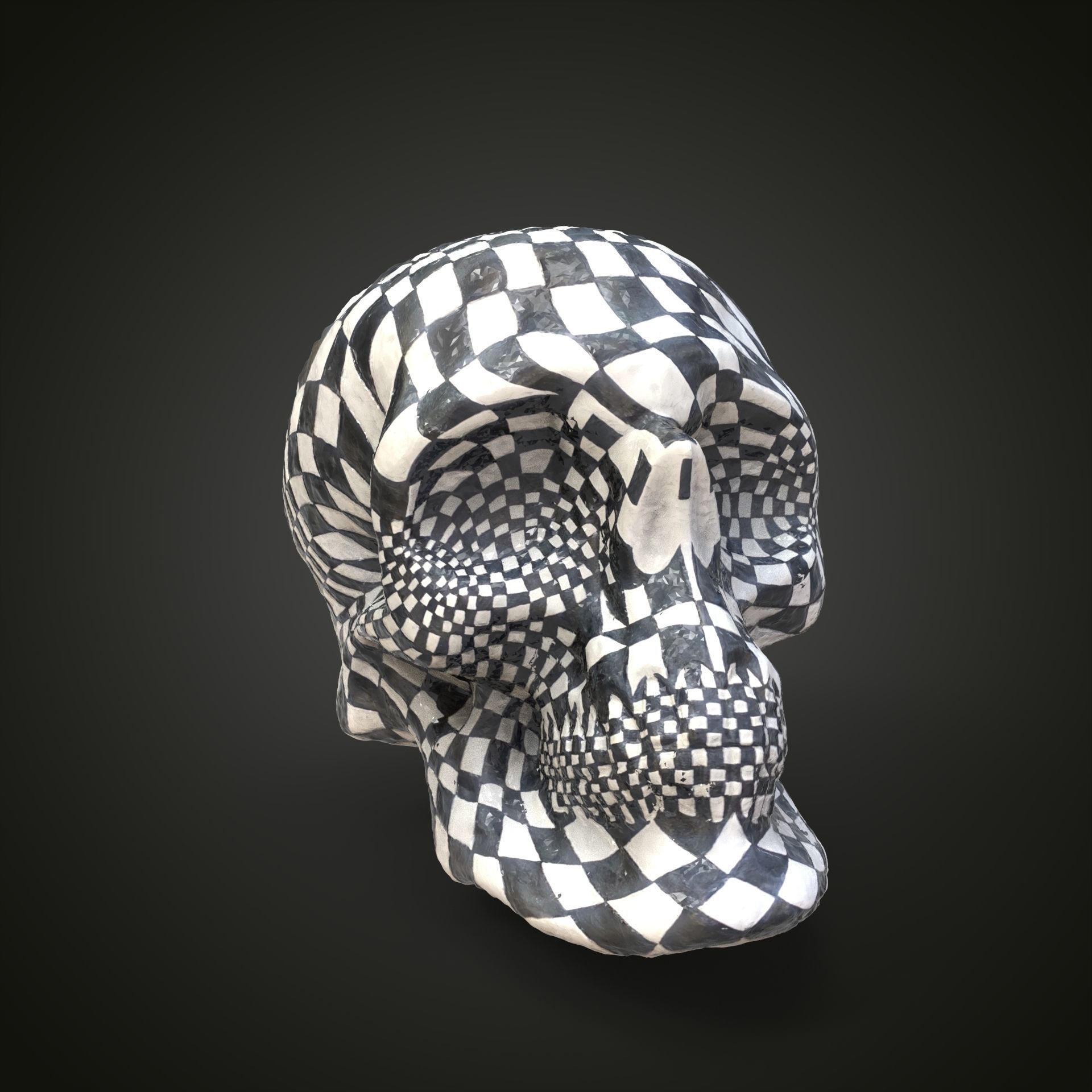 Chess skull Low-poly 3D model_10