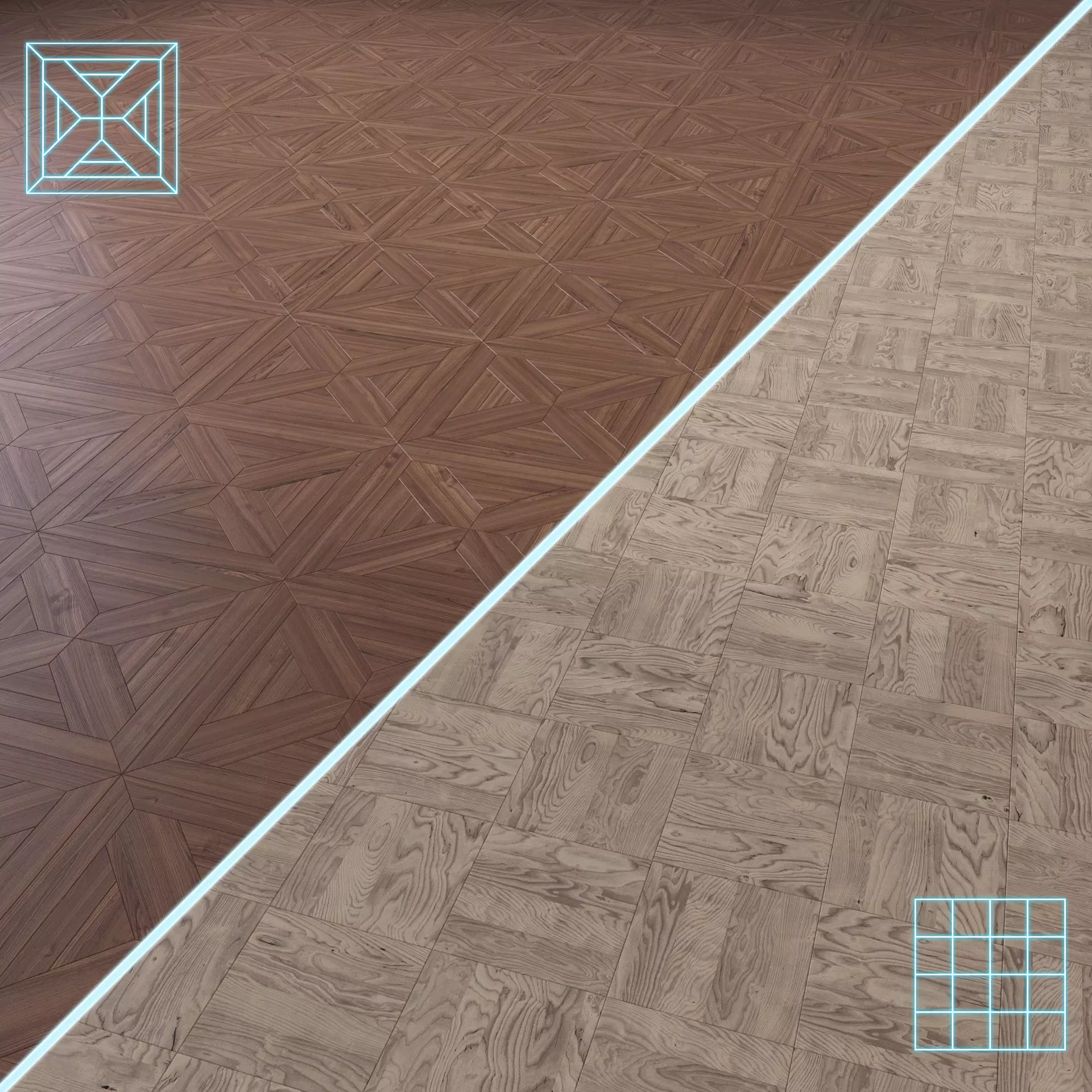 Parquet - Laminate - Wooden floor 2 in 1 Low-poly 3D model_0