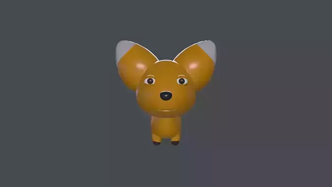 Fox Cartoon Rigged model Low-poly 3D model