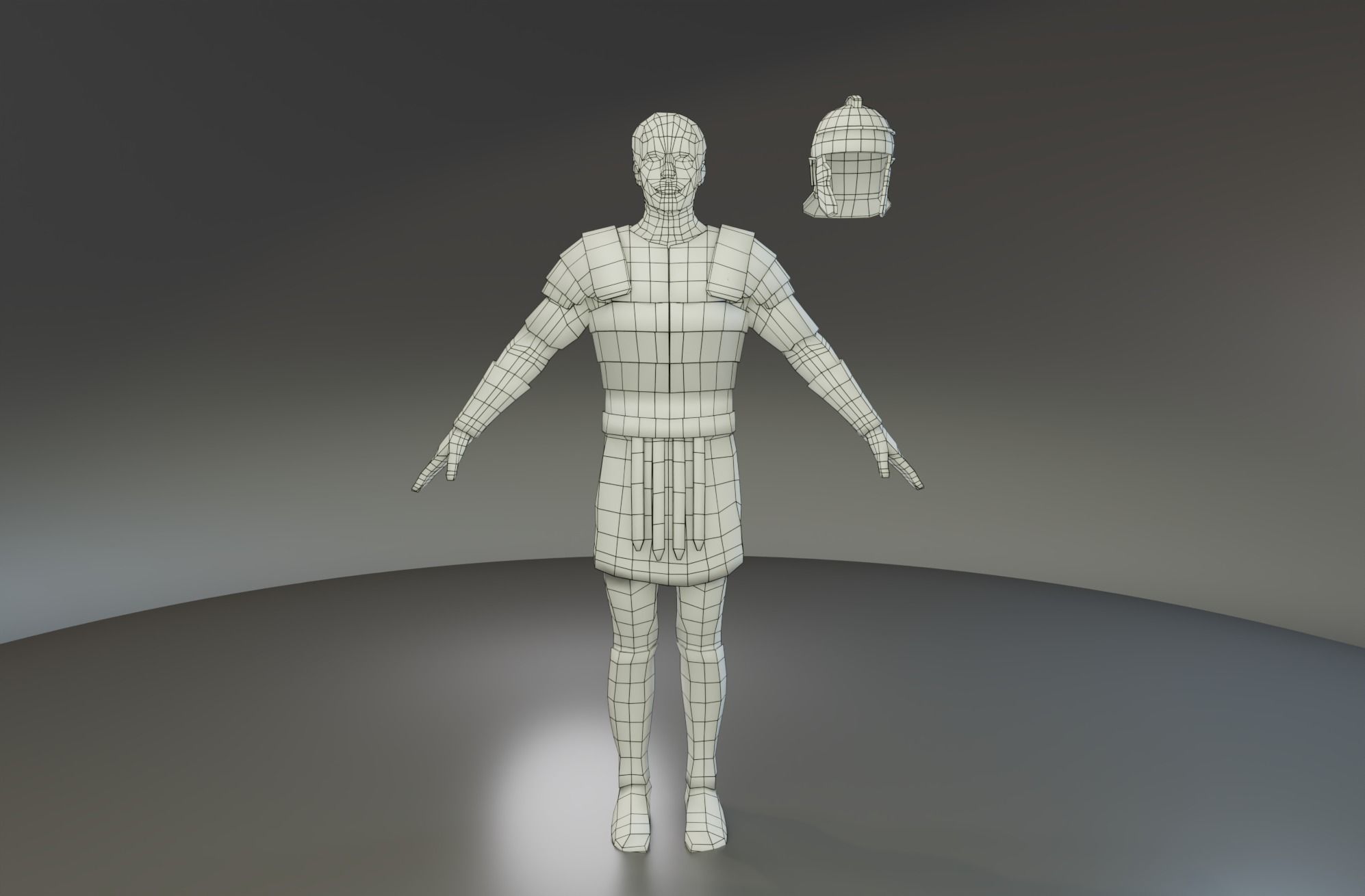 Low Poly Roman Soldier Low-poly 3D model_7