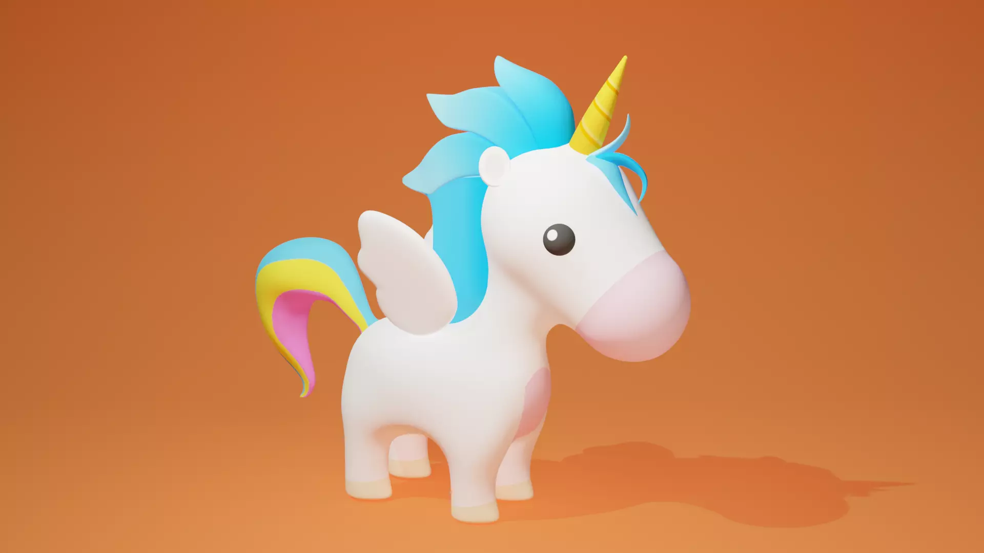 Cartoon Unicorn  Low-poly 3D model_0