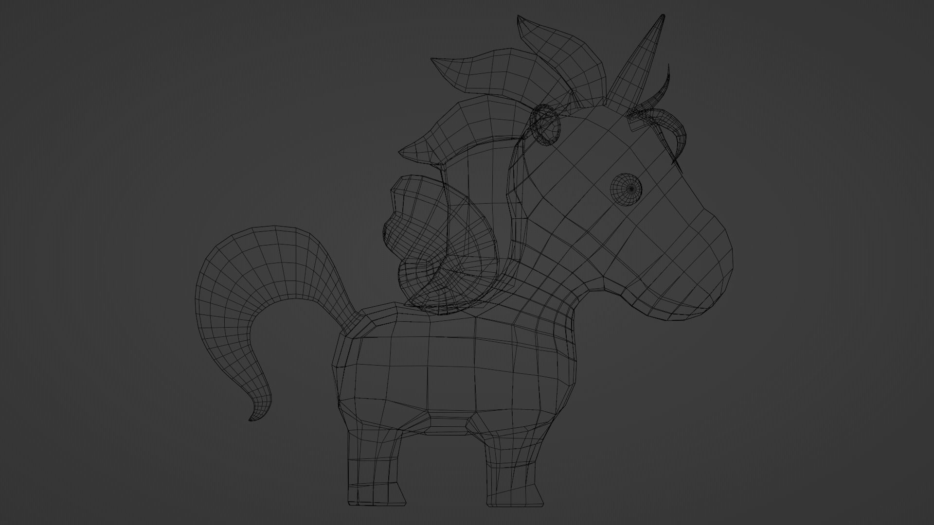 Cartoon Unicorn  Low-poly 3D model_1