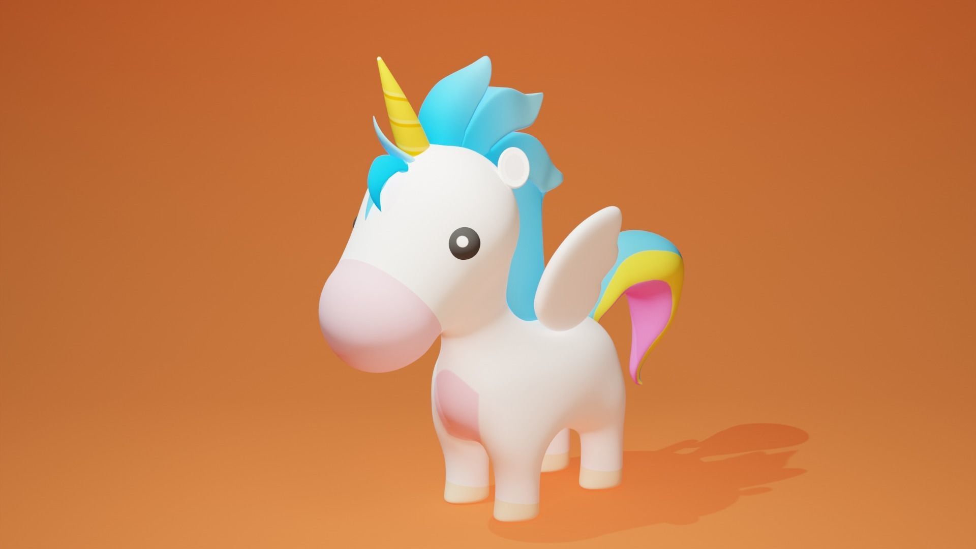 Cartoon Unicorn  Low-poly 3D model_2