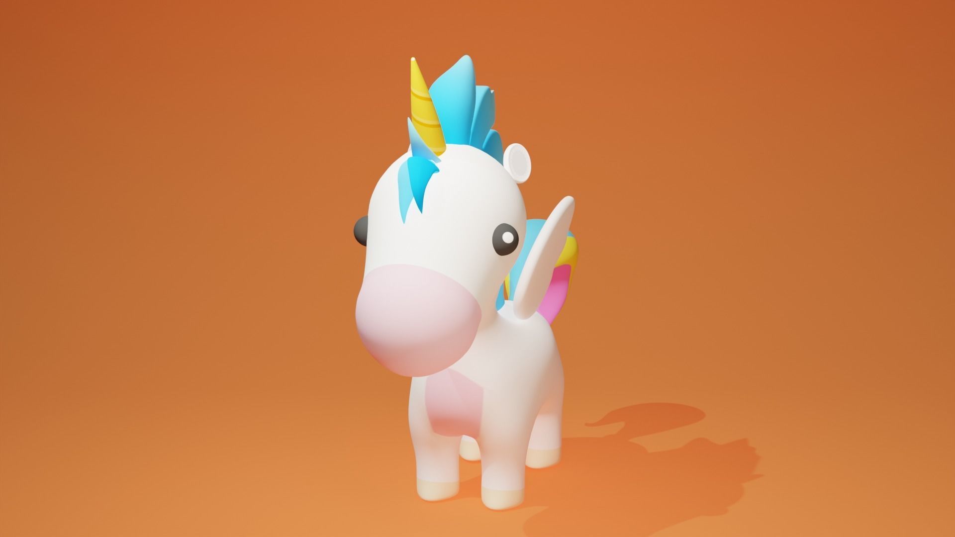 Cartoon Unicorn  Low-poly 3D model_3
