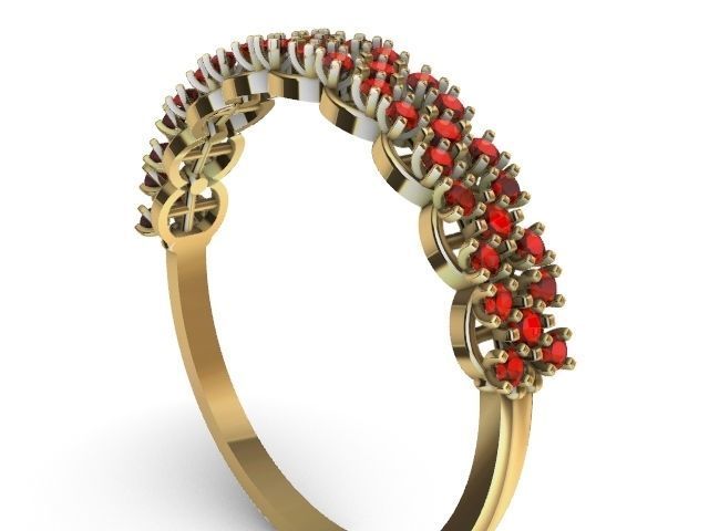 5 diamond  row ring stl verified  3D print model_2